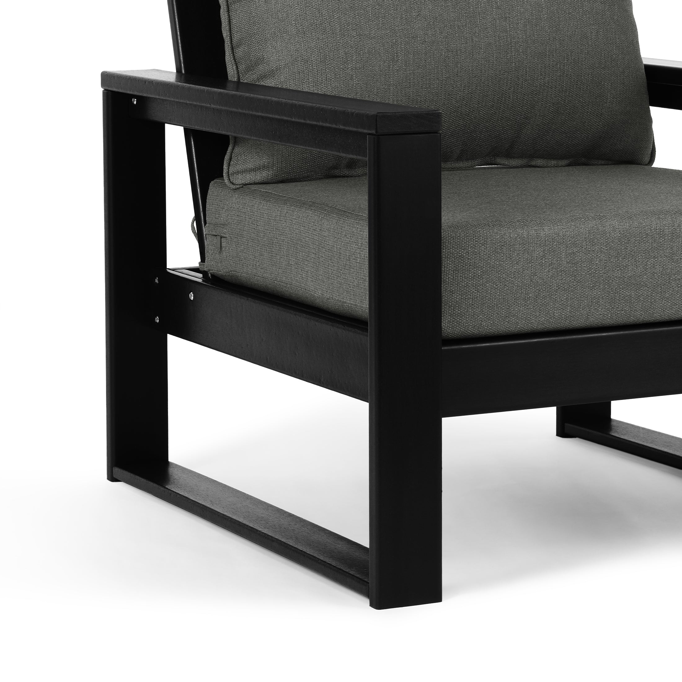 Rockaway Outdoor Modern HDPE Patio Club Chair with Waterproof Deep Seat Cushions (Set of 2)