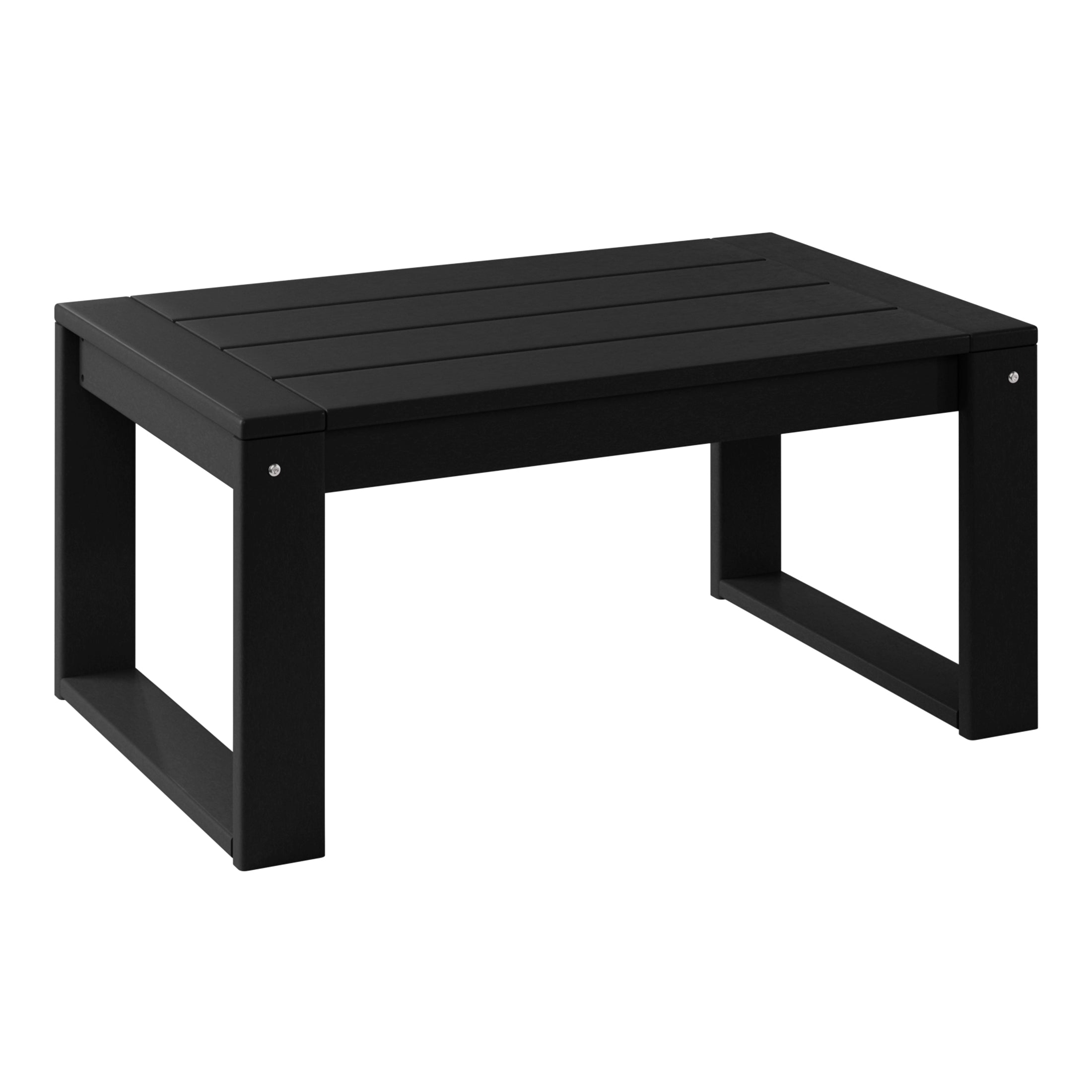 Rockaway 8-Piece Modern HDPE Outdoor Patio Furniture Conversation Set with Coffee Table and Ottomans