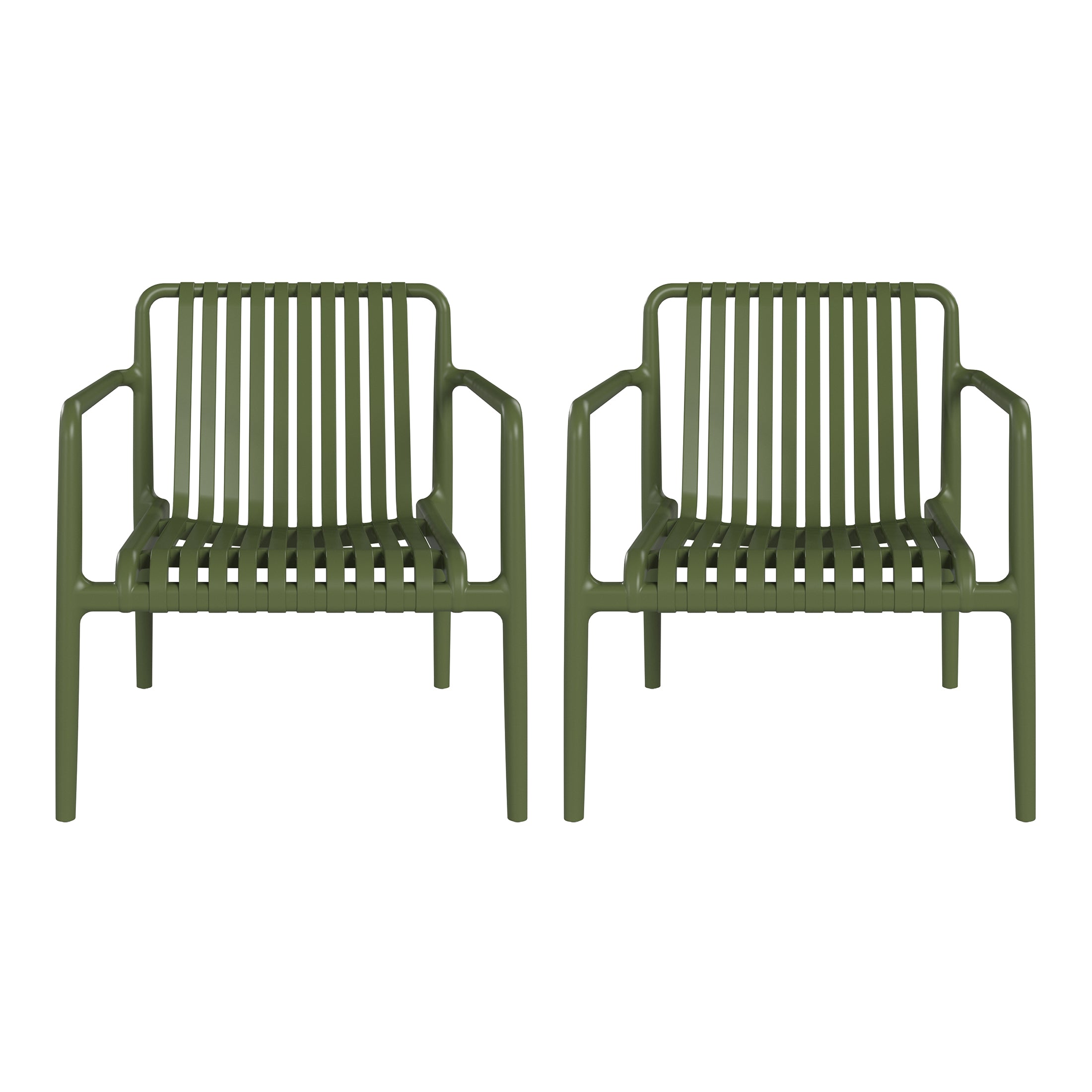 Sunshine Outdoor Modern Stackable Plastic Patio Club Armchairs (Set of 2)