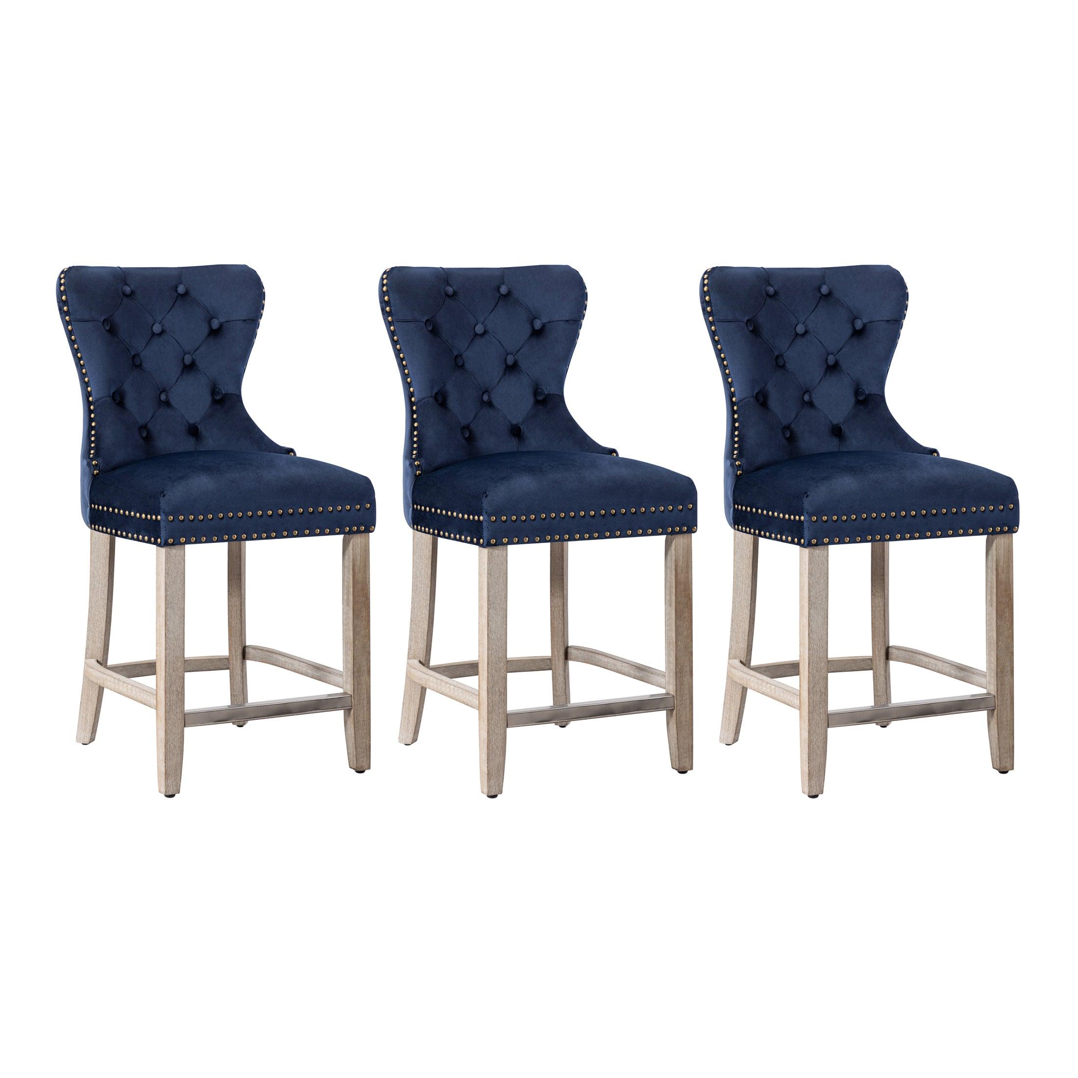 Thursa Counter Stool with Metal Frame Set of 3 Willa Arlo Interiors Seat Color Dark Green Frame Color Gray Seat Height Counter Stool 24 Seat