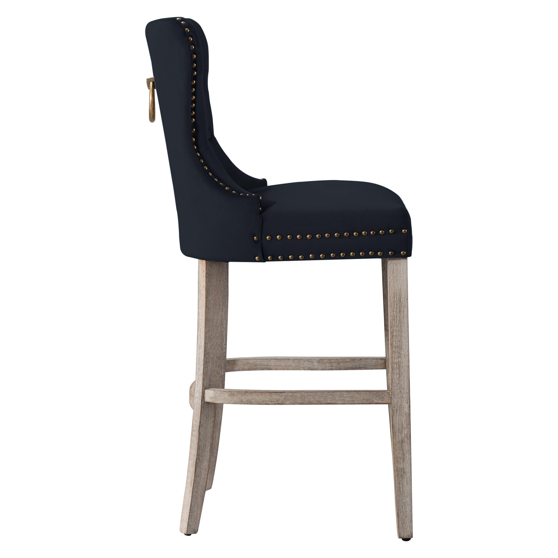 Hank 29" Tufted Velvet Bar Stool Antique Gray - Costaelm