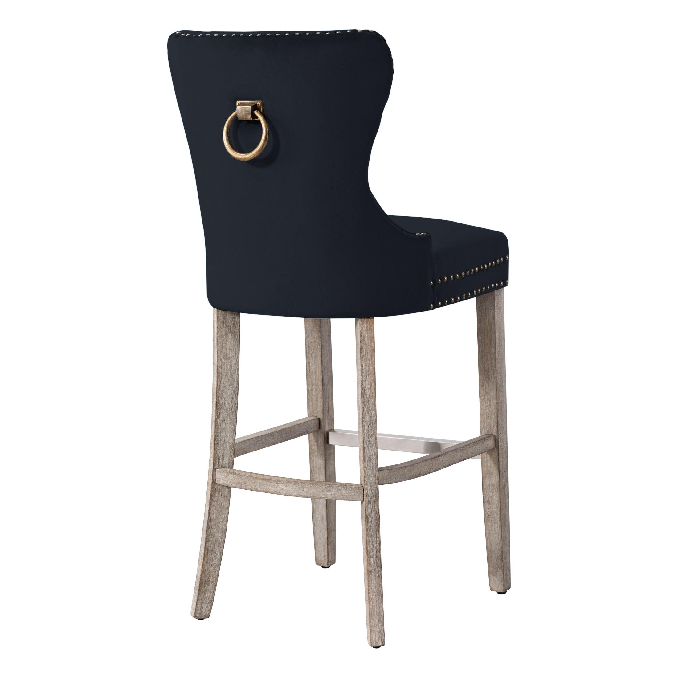 Hank 29" Tufted Velvet Bar Stool Antique Gray - Costaelm