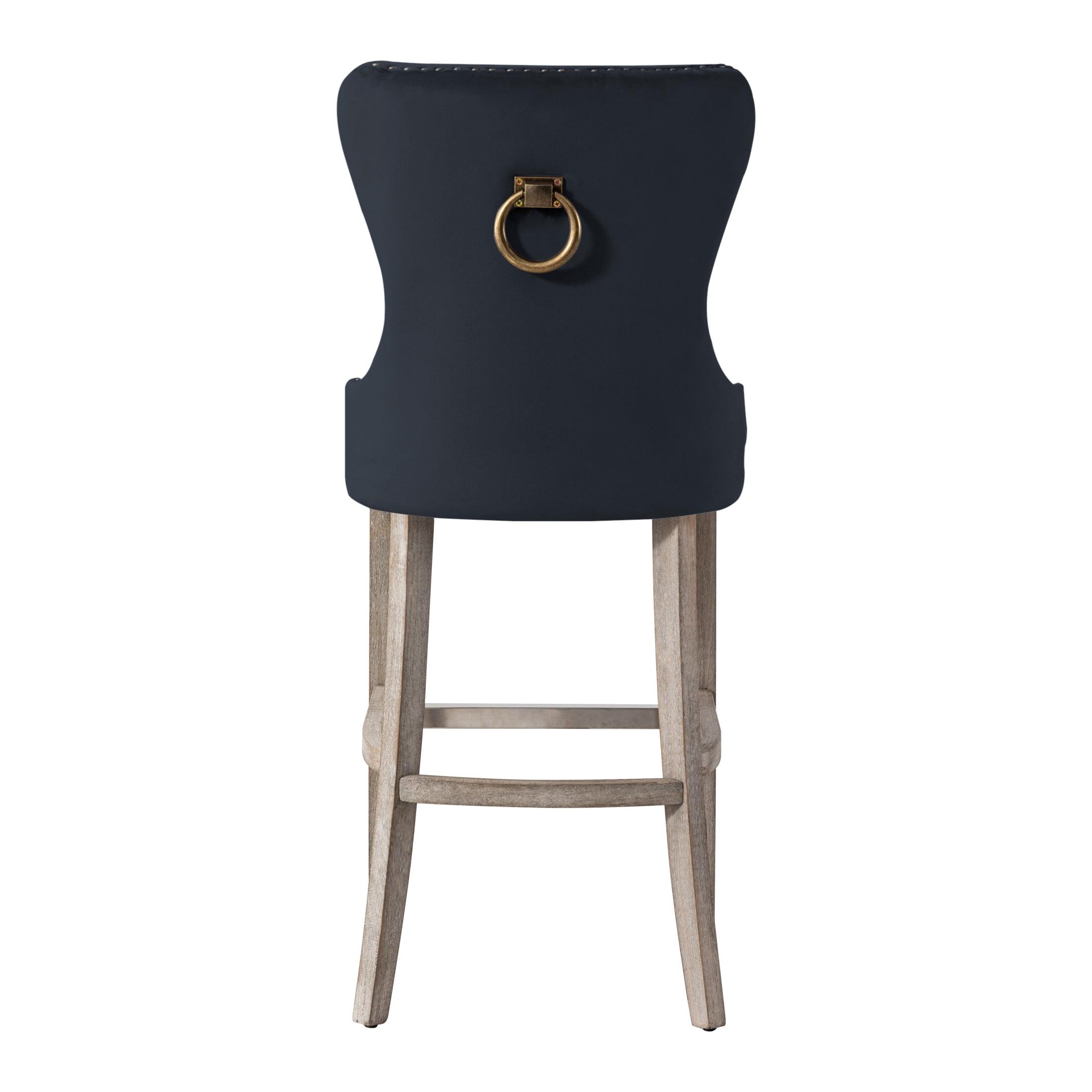 Hank 29" Tufted Velvet Bar Stool Antique Gray - Costaelm