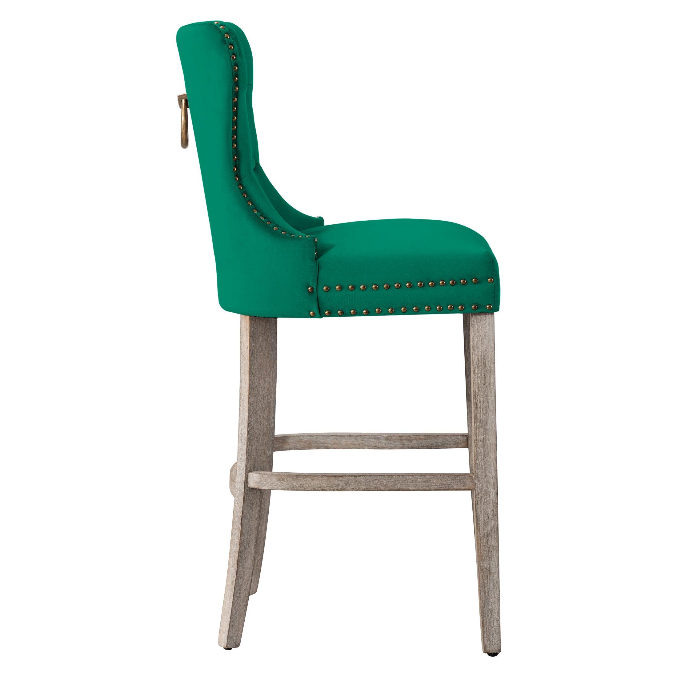 Hank 29" Tufted Velvet Bar Stool Antique Gray - Costaelm