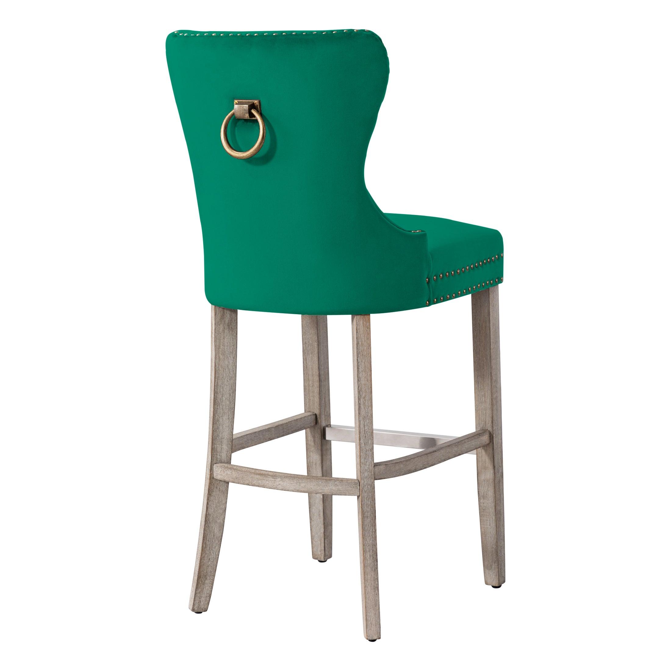 Hank 29" Tufted Velvet Bar Stool Antique Gray - Costaelm