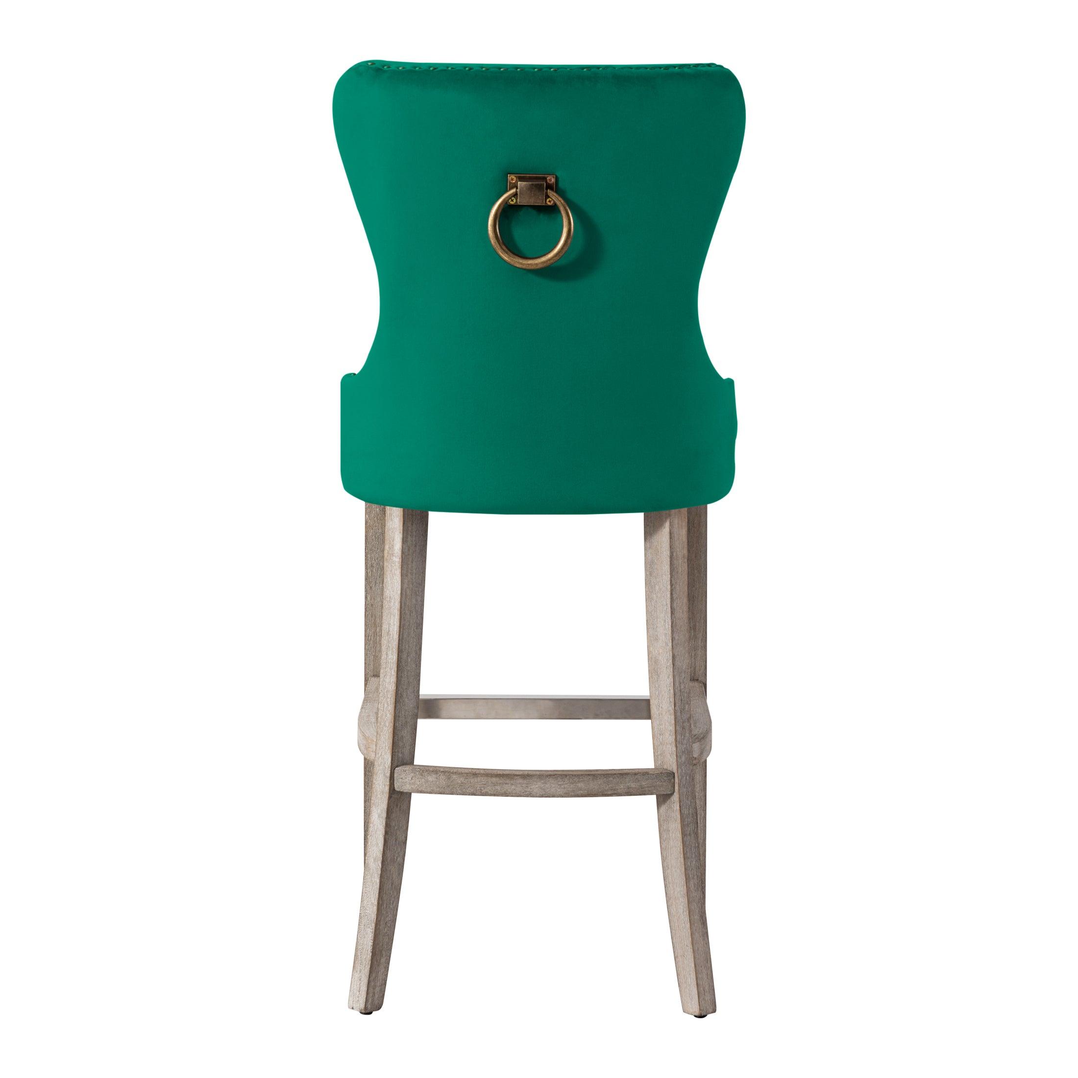 Hank 29" Tufted Velvet Bar Stool Antique Gray - Costaelm