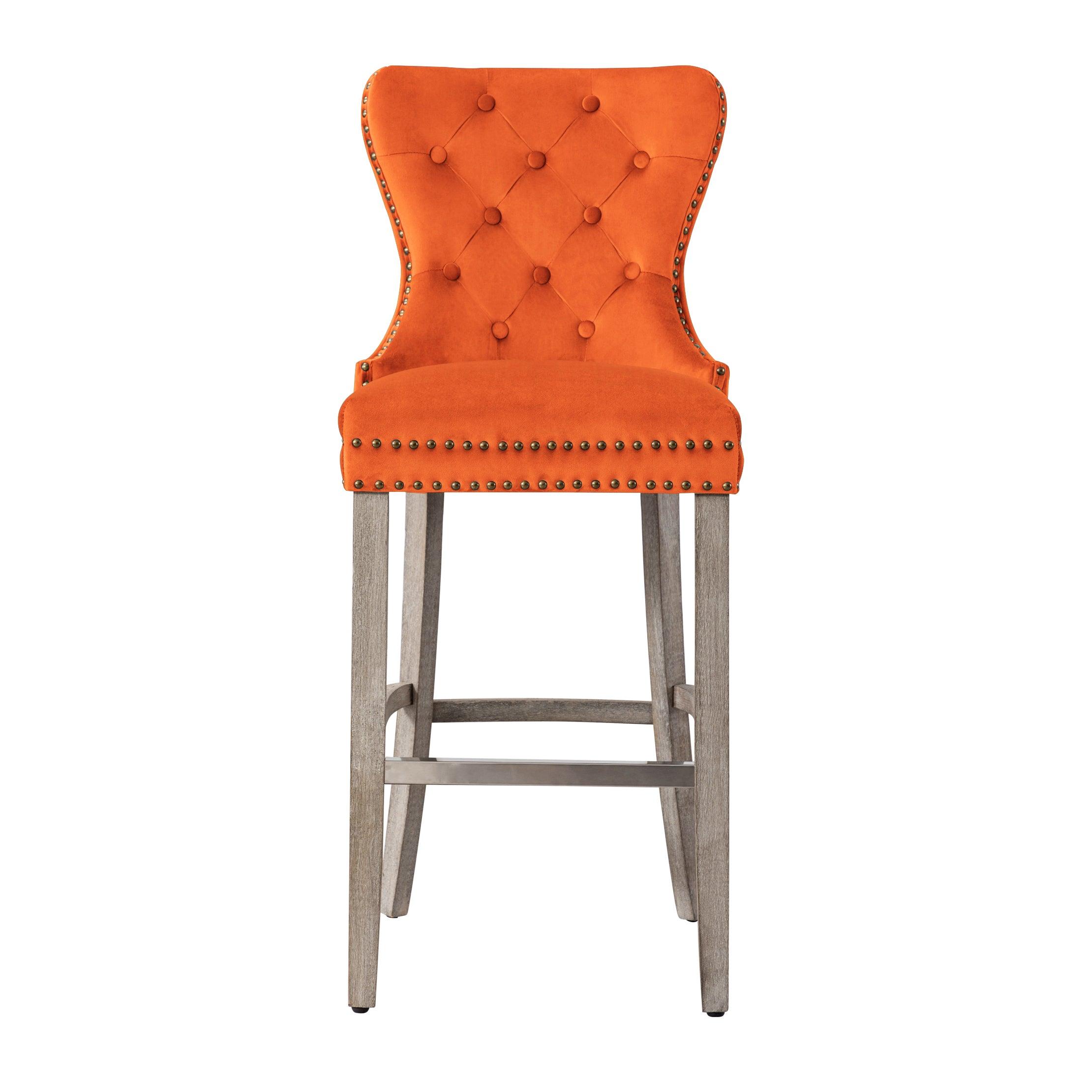 Hank 29" Tufted Velvet Bar Stool Antique Gray - Costaelm