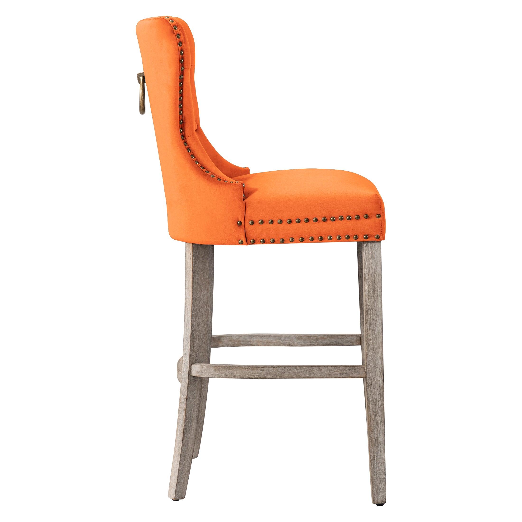 Hank 29" Tufted Velvet Bar Stool Antique Gray - Costaelm