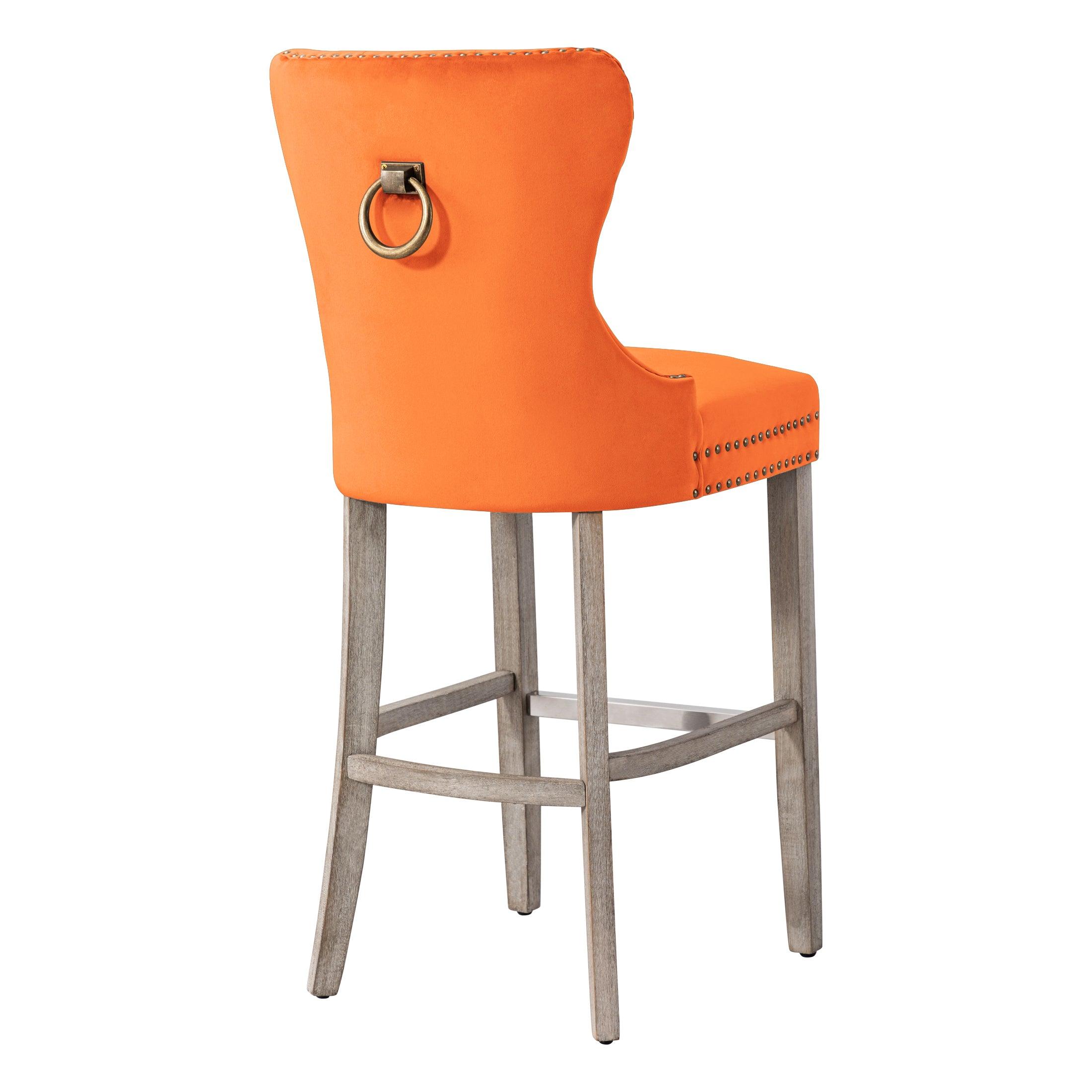 Hank 29" Tufted Velvet Bar Stool Antique Gray - Costaelm