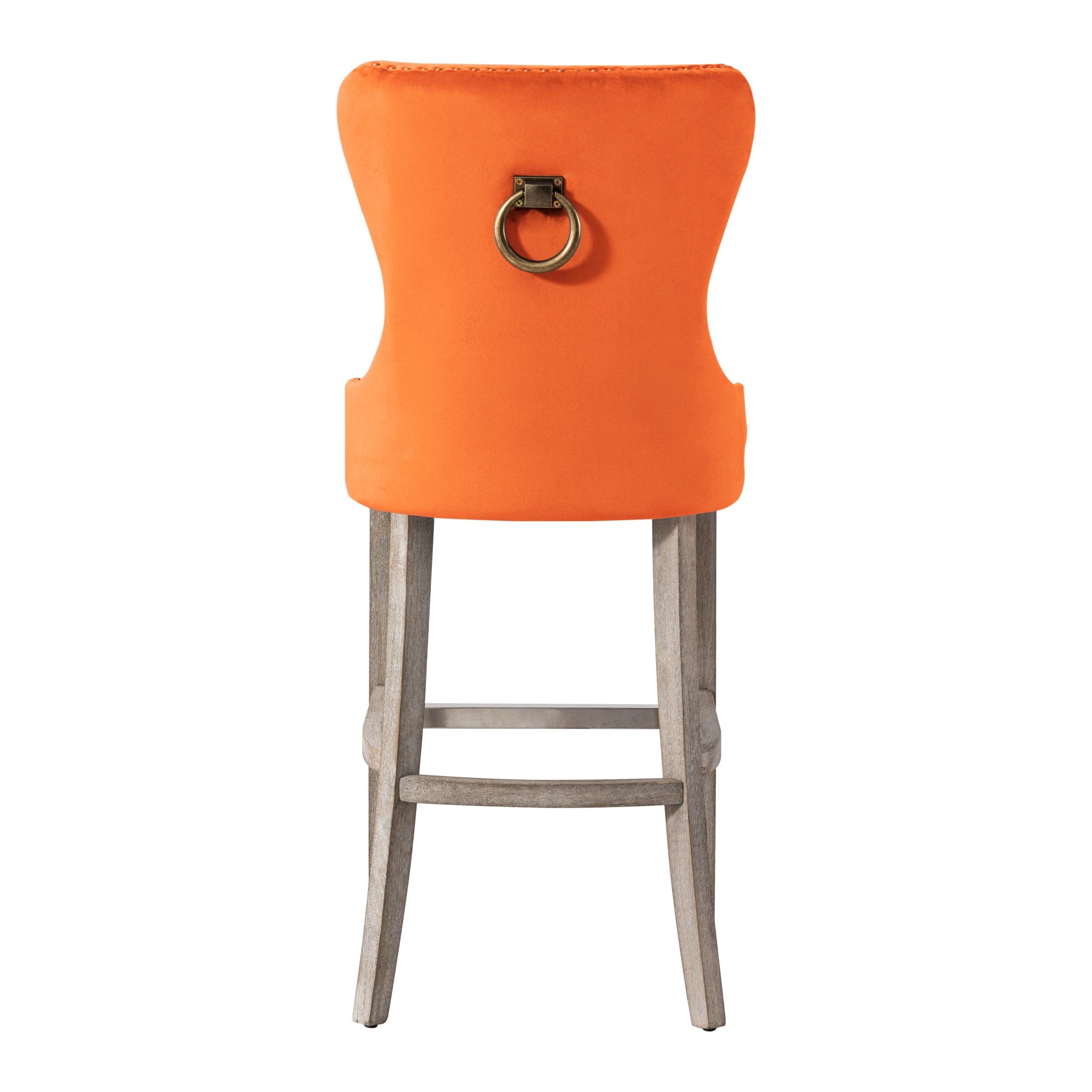 Hank 29" Tufted Velvet Bar Stool Antique Gray - Costaelm