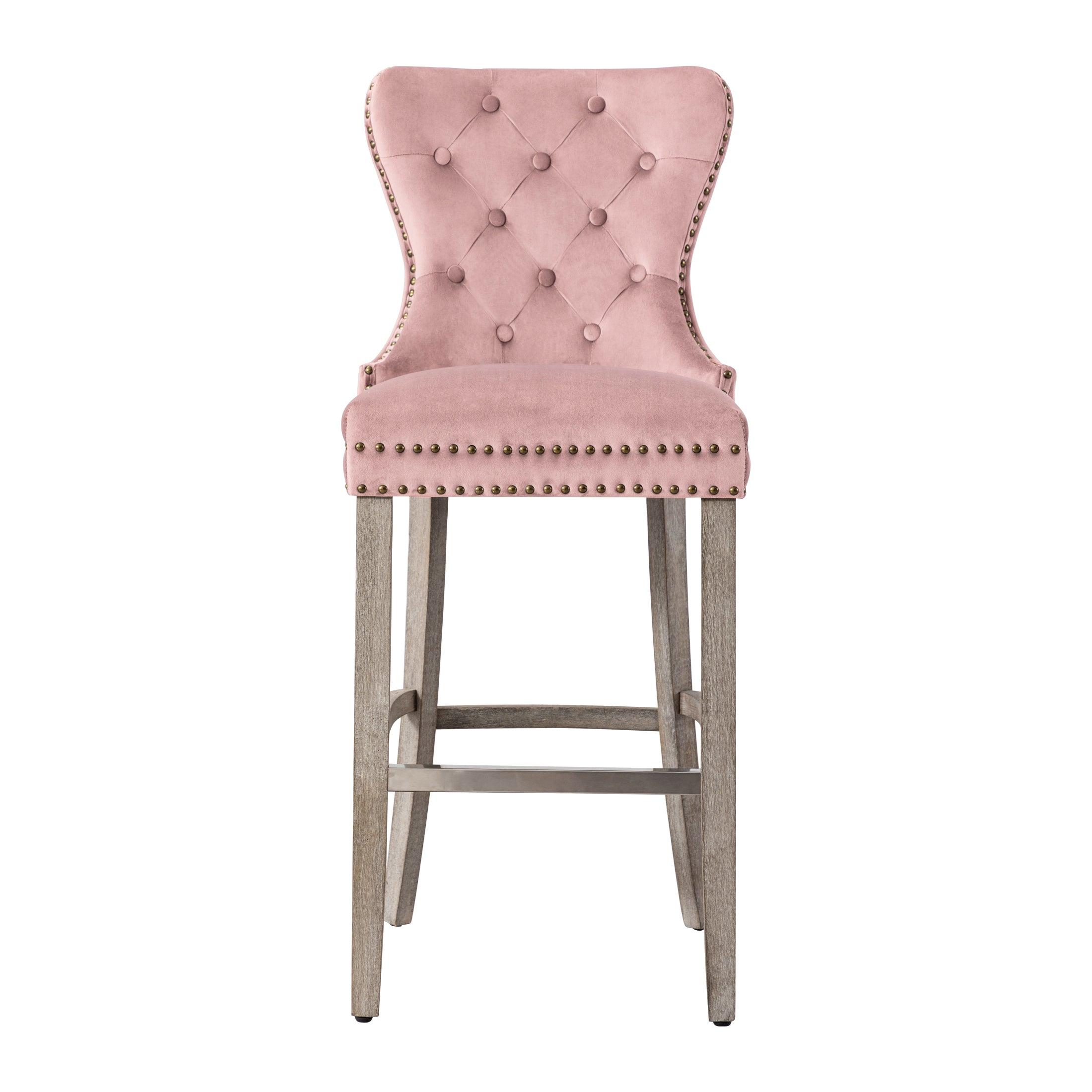 Hank 29" Tufted Velvet Bar Stool Antique Gray - Costaelm