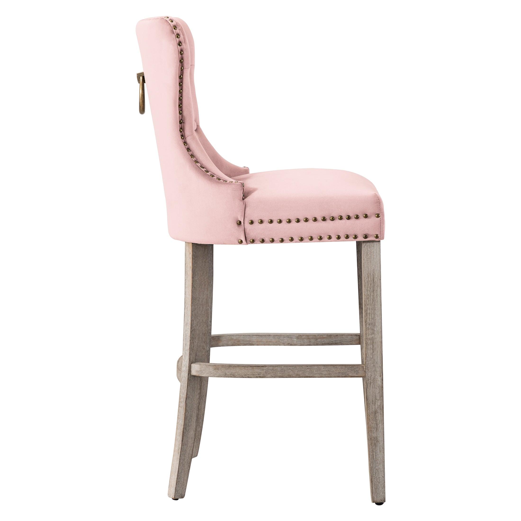 Hank 29" Tufted Velvet Bar Stool Antique Gray - Costaelm