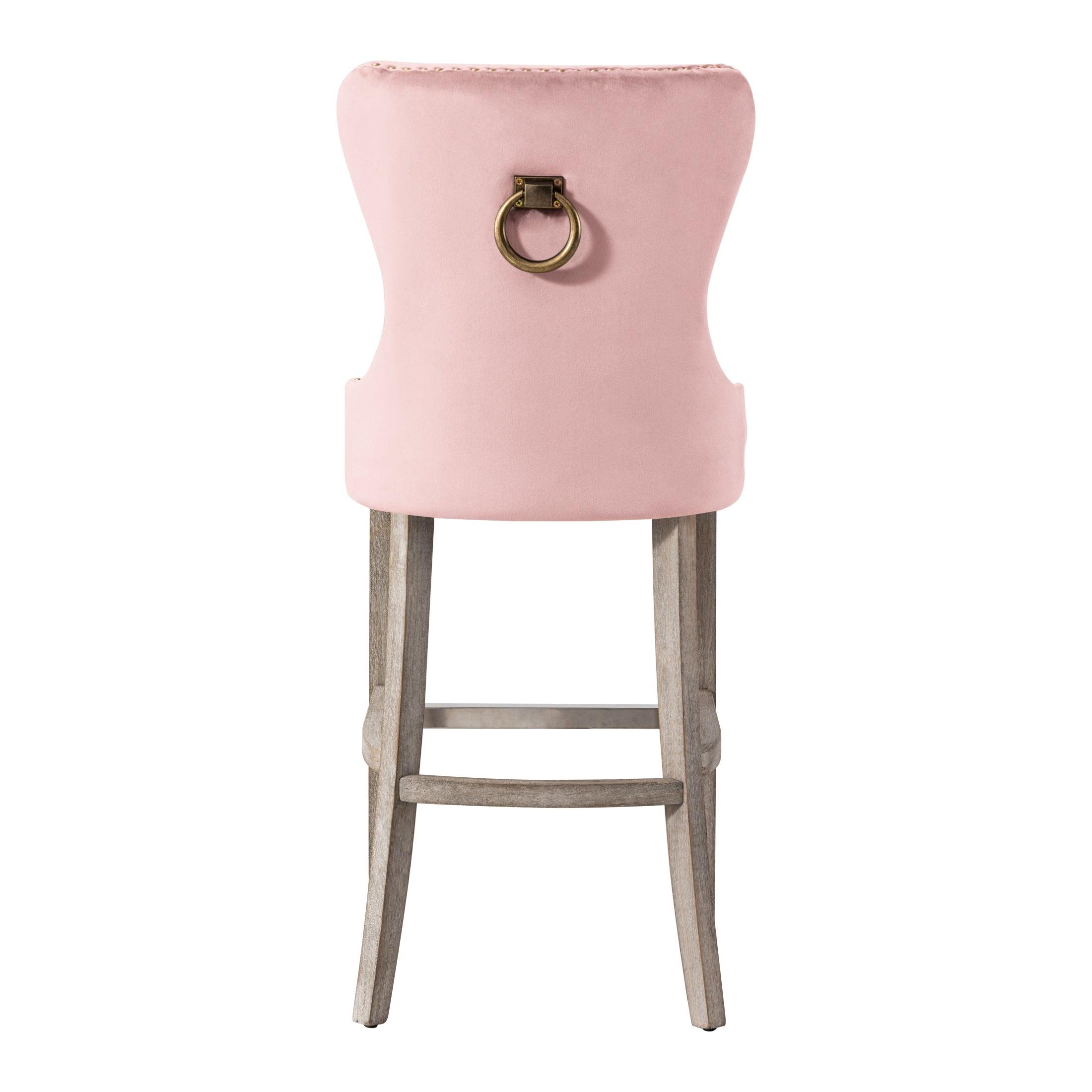 Hank 29" Tufted Velvet Bar Stool Antique Gray - Costaelm