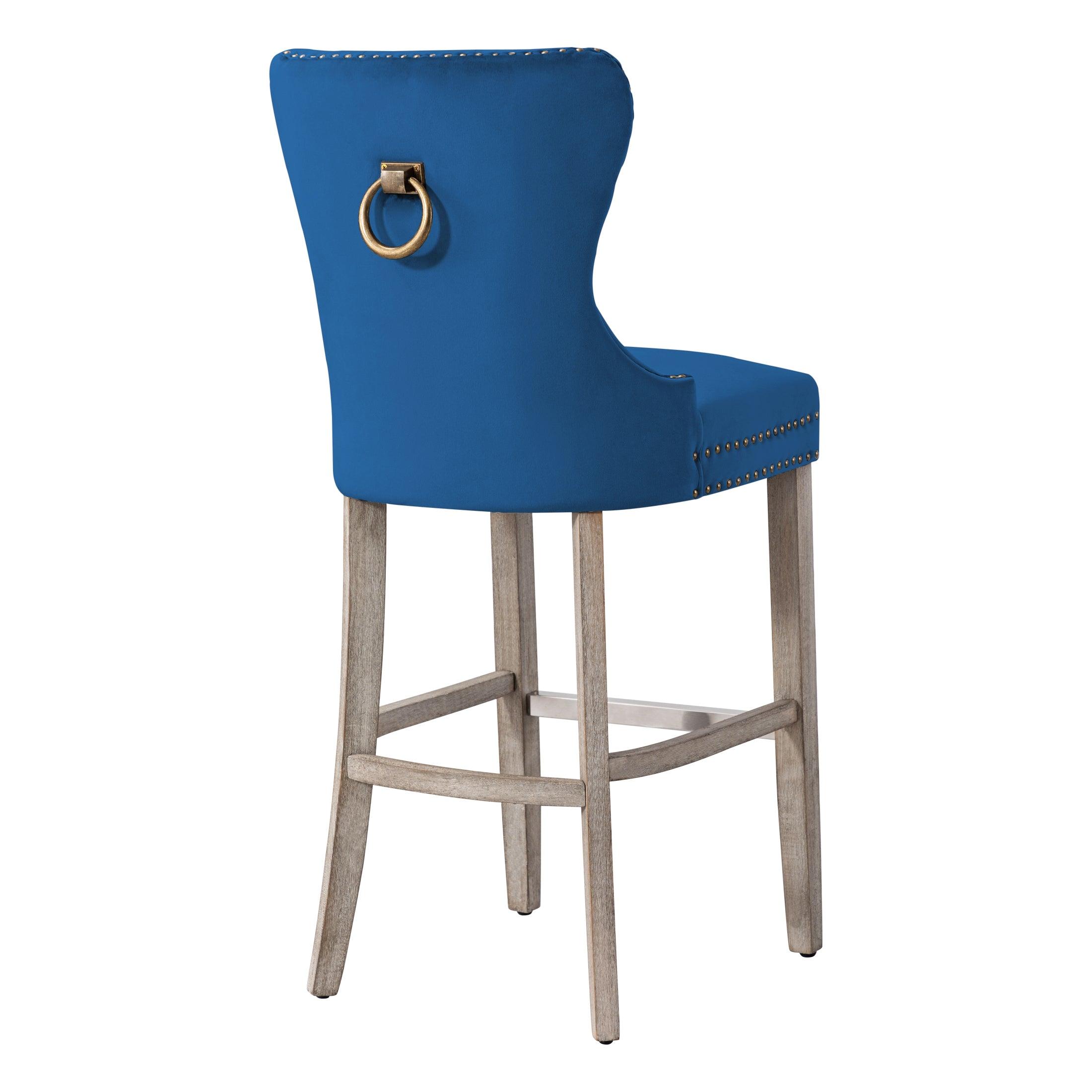Hank 29" Tufted Velvet Bar Stool Antique Gray - Costaelm