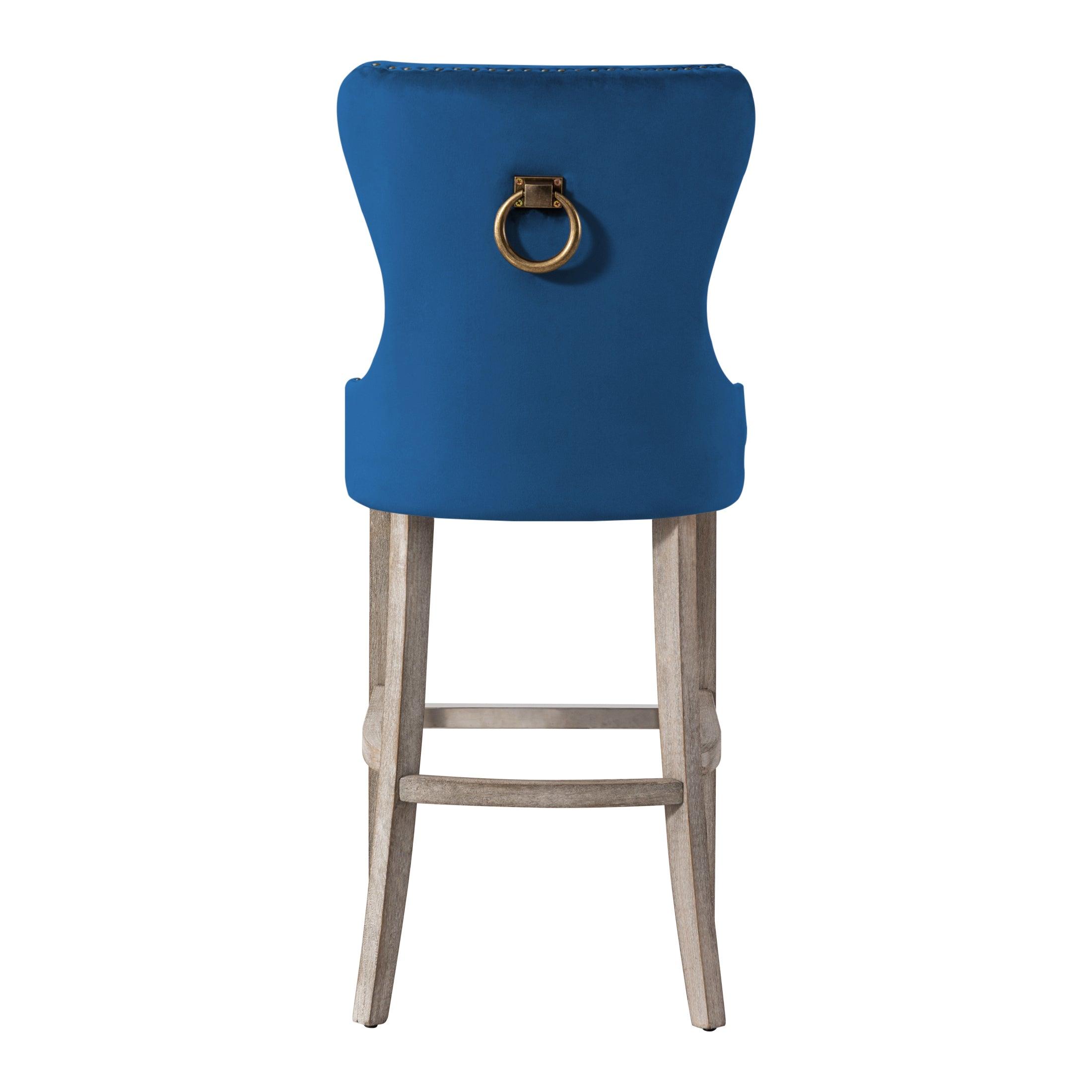Hank 29" Tufted Velvet Bar Stool Antique Gray - Costaelm