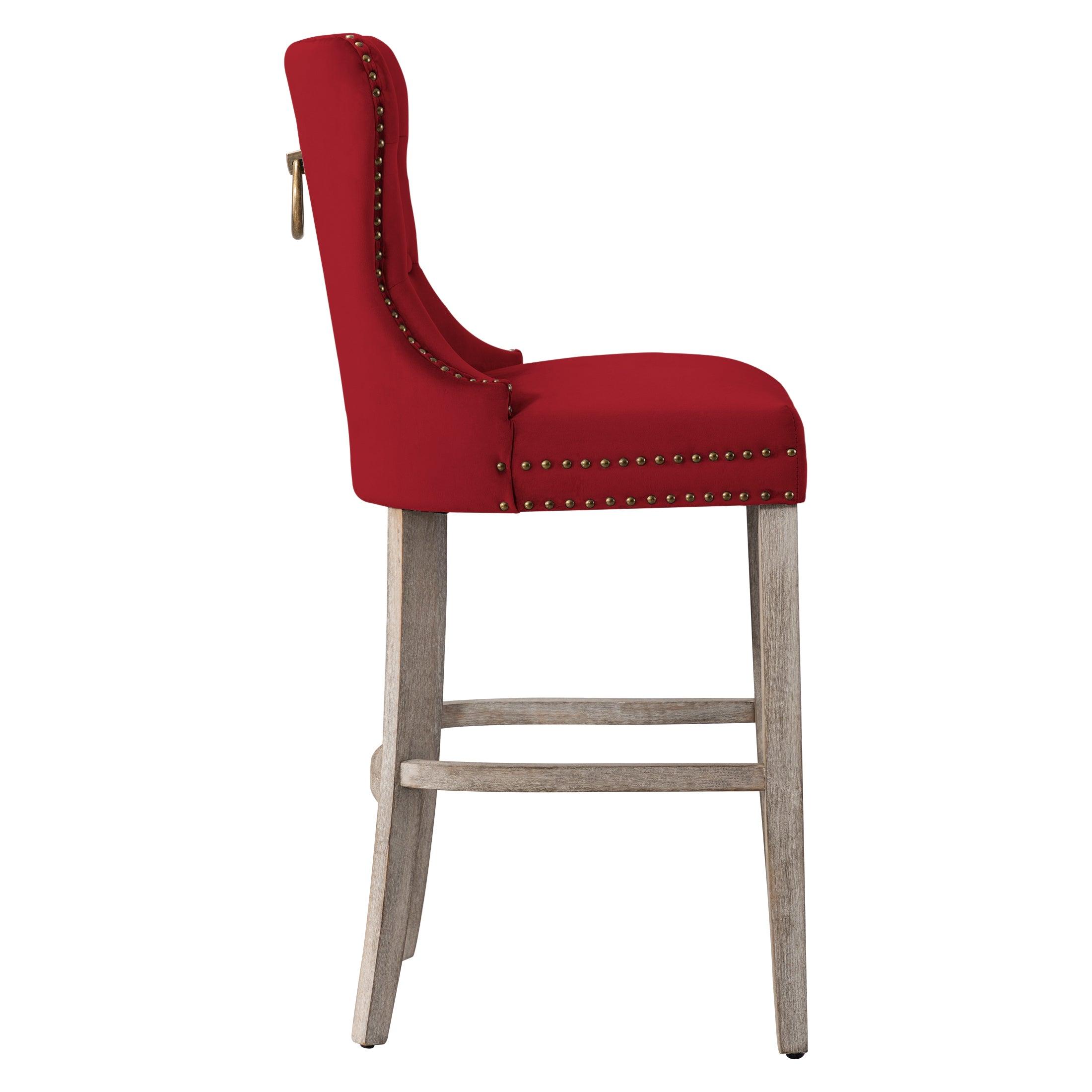 Hank 29" Tufted Velvet Bar Stool Antique Gray - Costaelm
