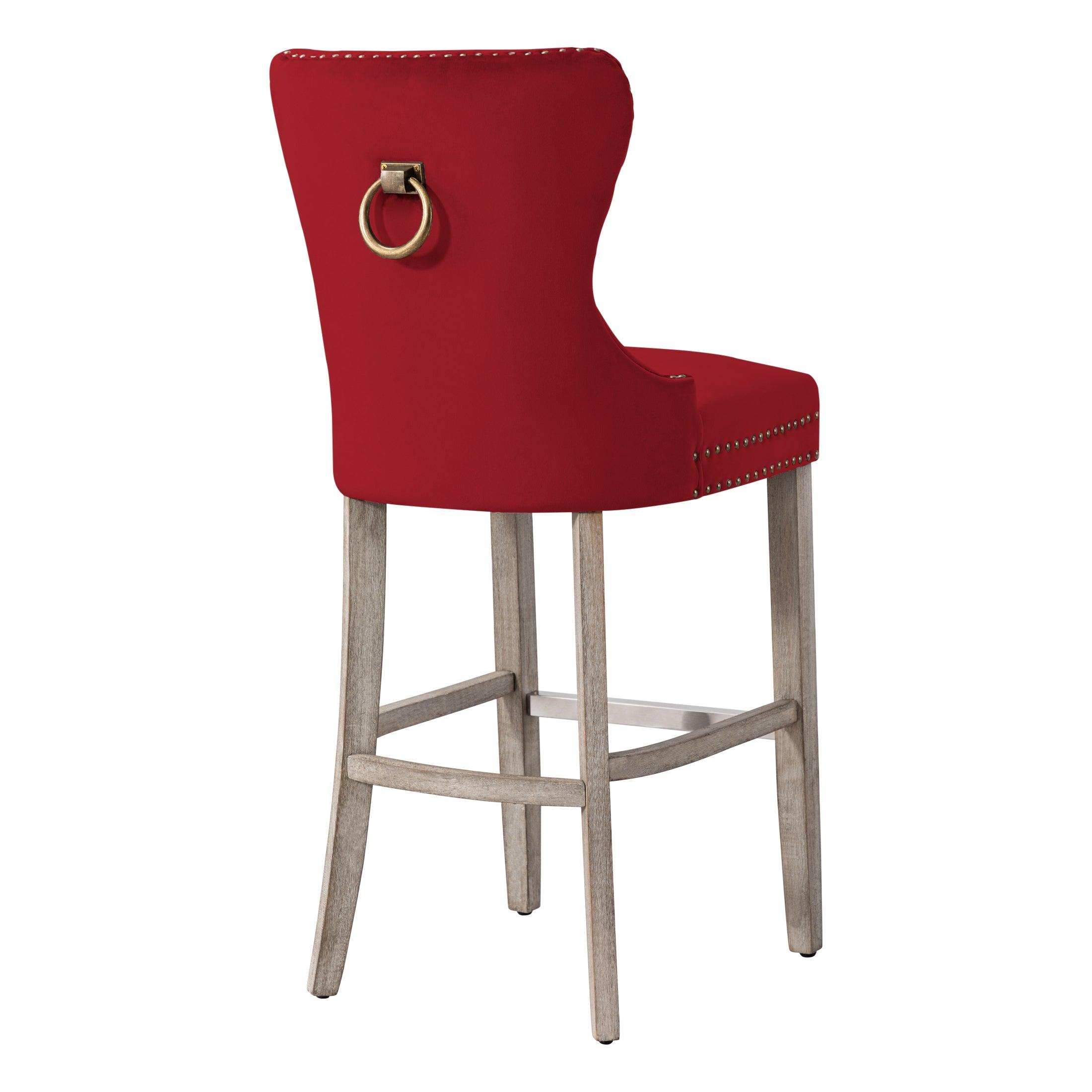 Hank 29" Tufted Velvet Bar Stool Antique Gray - Costaelm