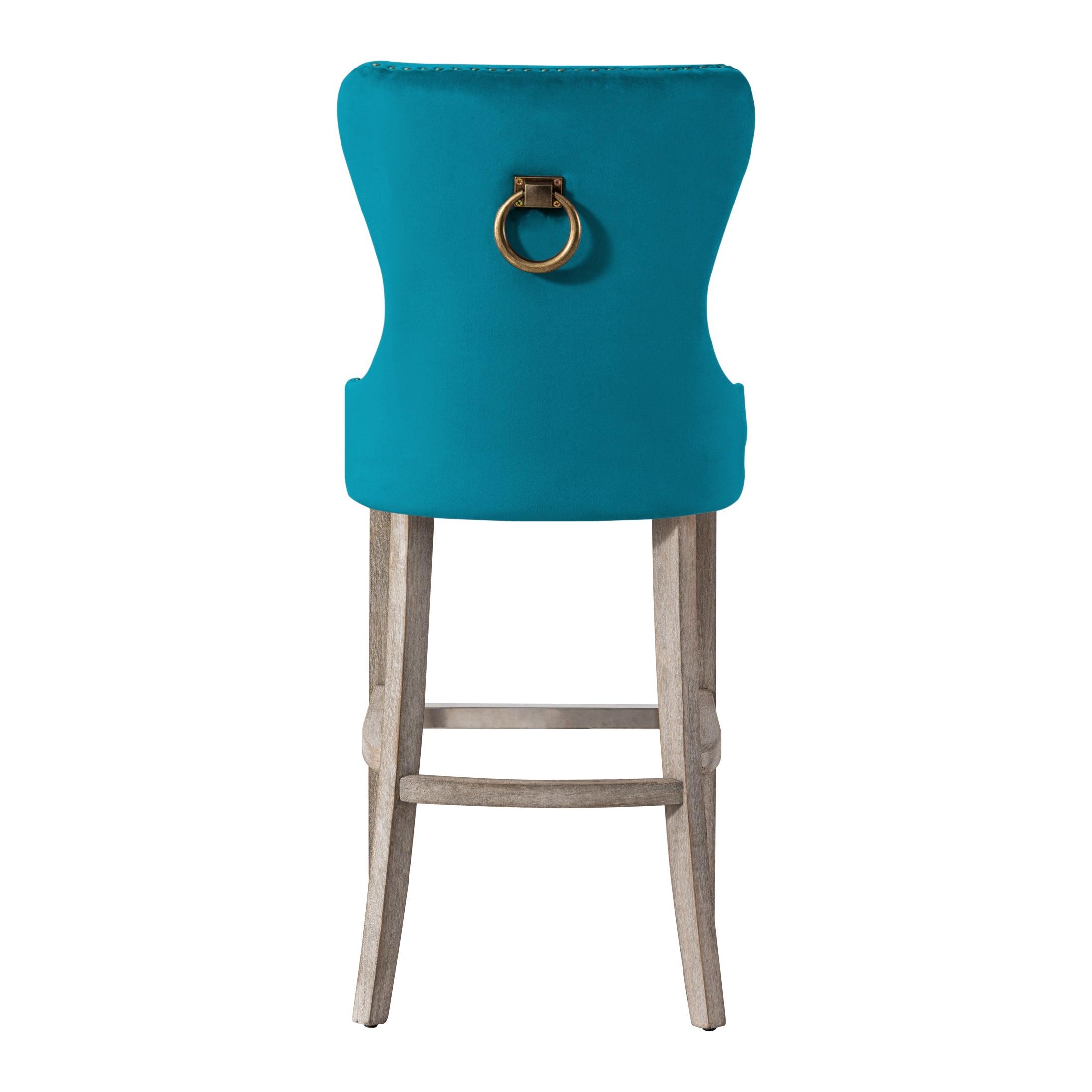 Hank 29" Tufted Velvet Bar Stool Antique Gray - Costaelm