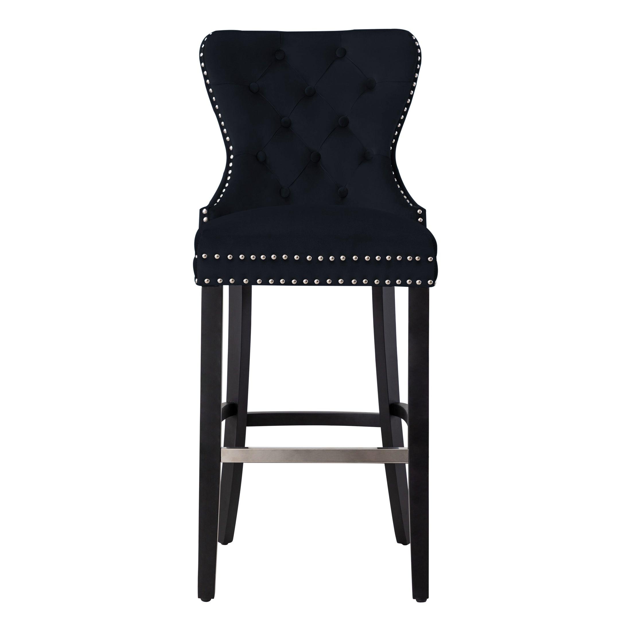 Hank 29" Tufted Velvet Bar Stool Black - Costaelm