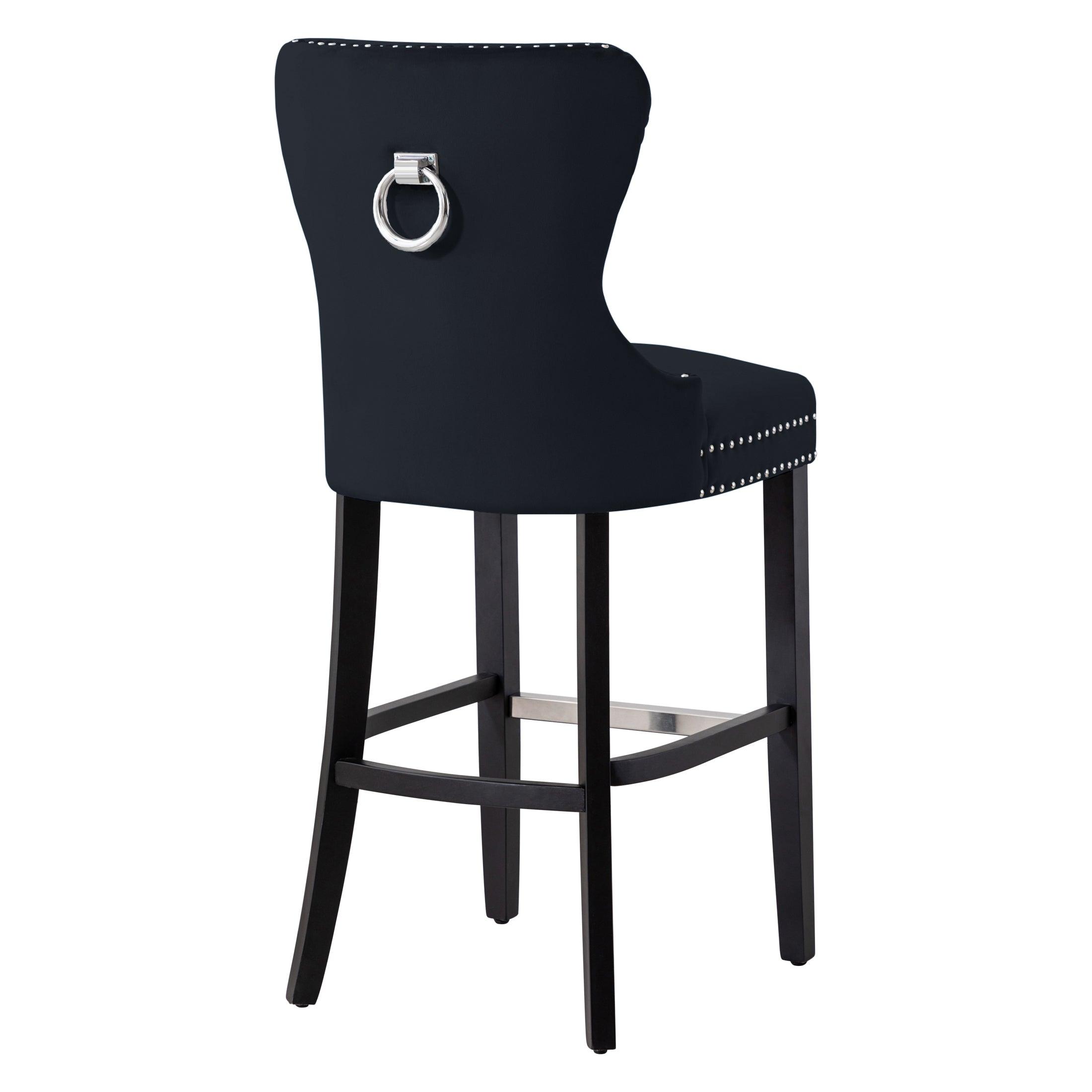 Hank 29" Tufted Velvet Bar Stool Black - Costaelm