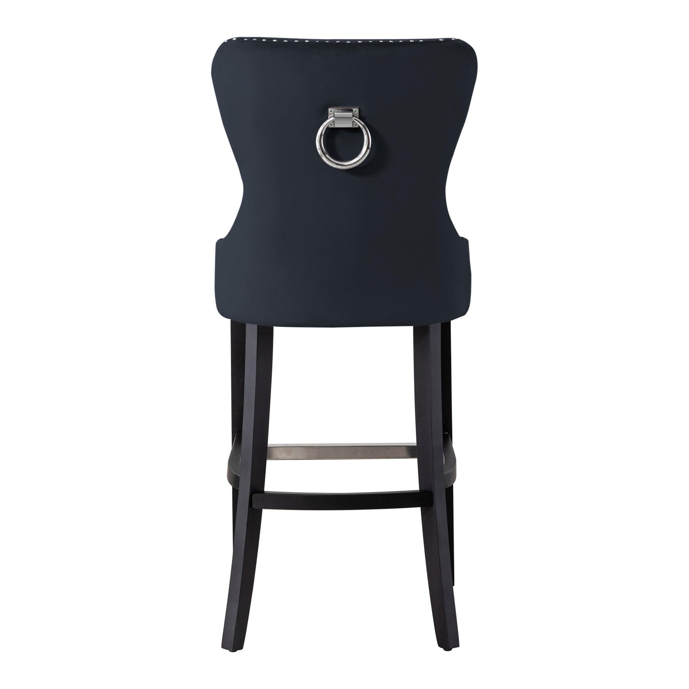 Hank 29" Tufted Velvet Bar Stool Black - Costaelm