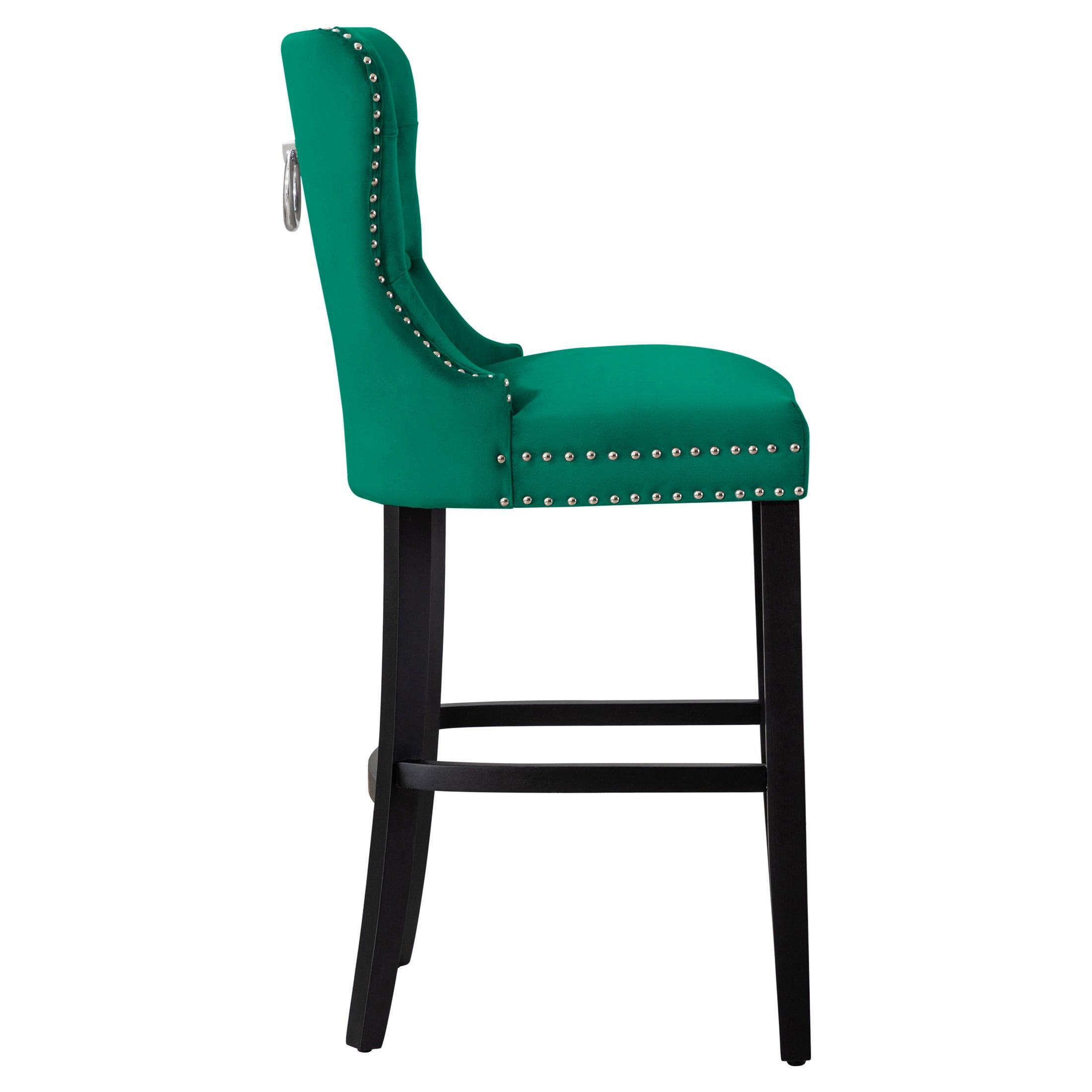 Hank 29" Tufted Velvet Bar Stool Black - Costaelm