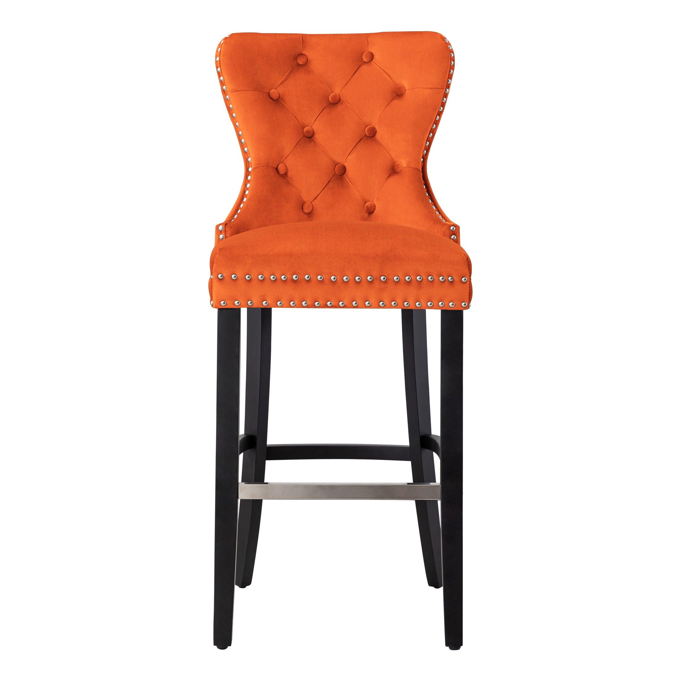 Hank 29" Tufted Velvet Bar Stool Black - Costaelm