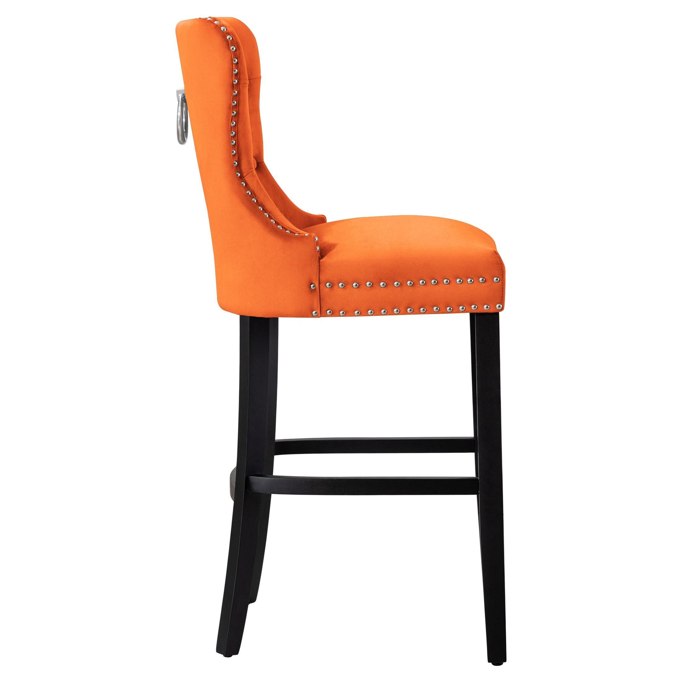 Hank 29" Tufted Velvet Bar Stool Black - Costaelm