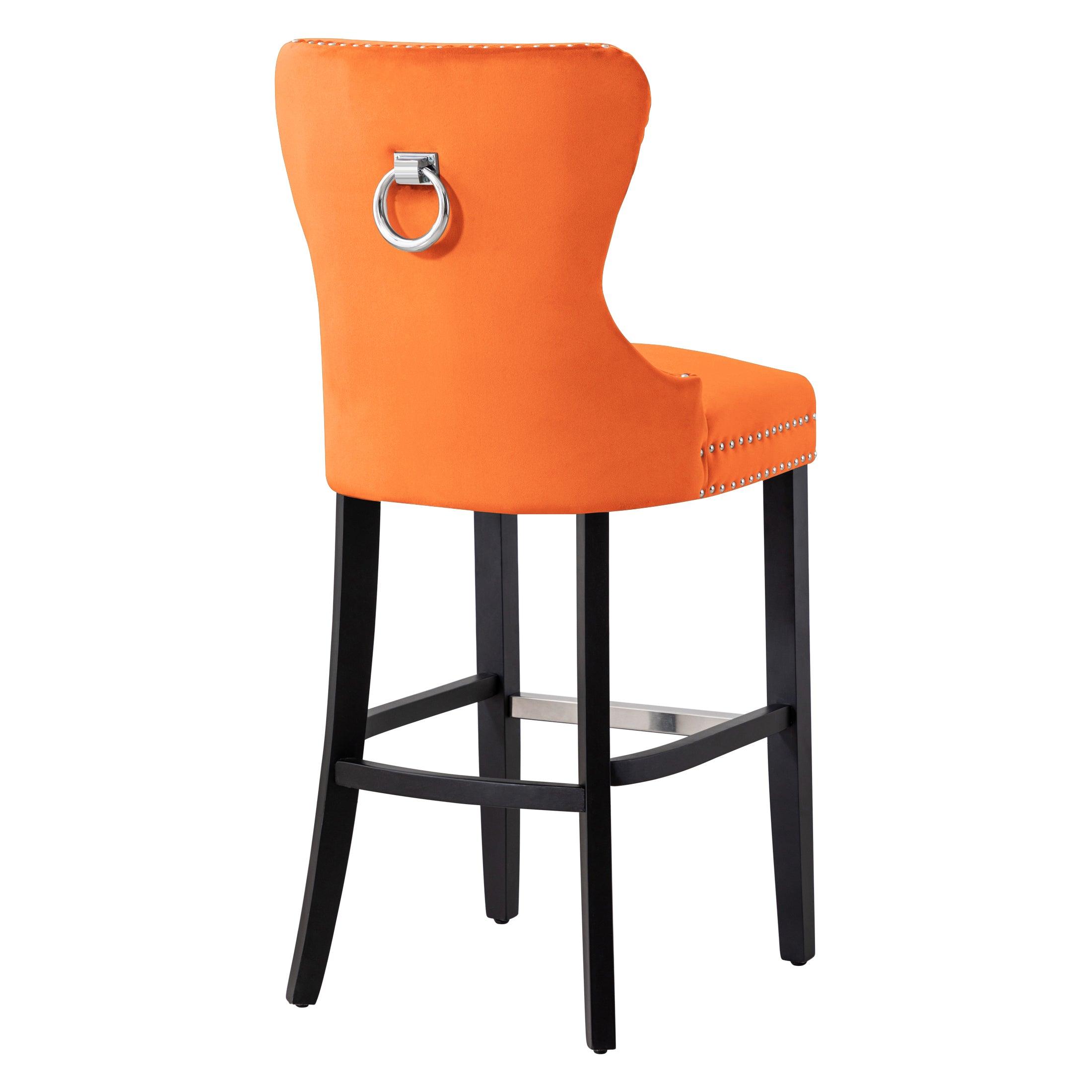 Hank 29" Tufted Velvet Bar Stool Black - Costaelm