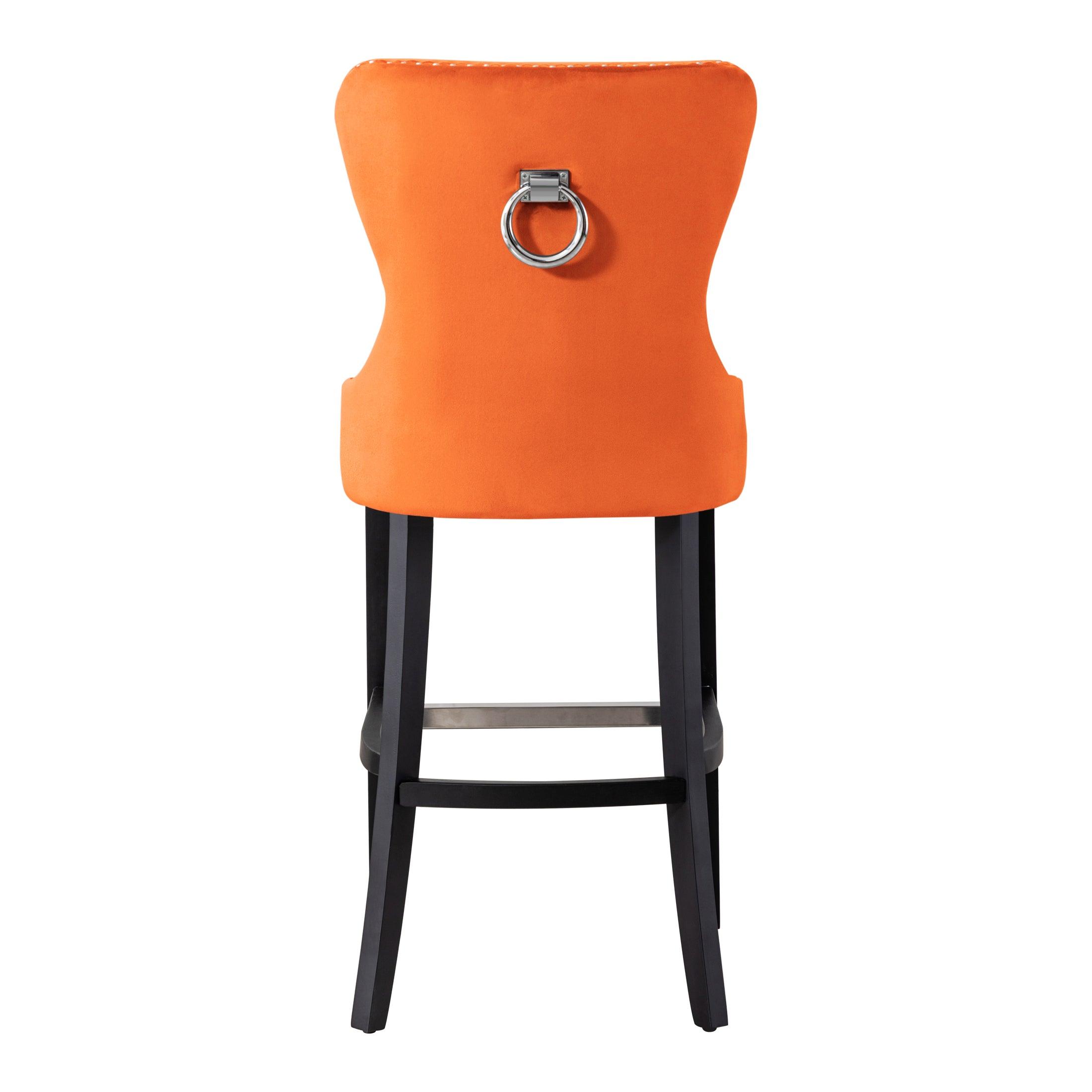Hank 29" Tufted Velvet Bar Stool Black - Costaelm