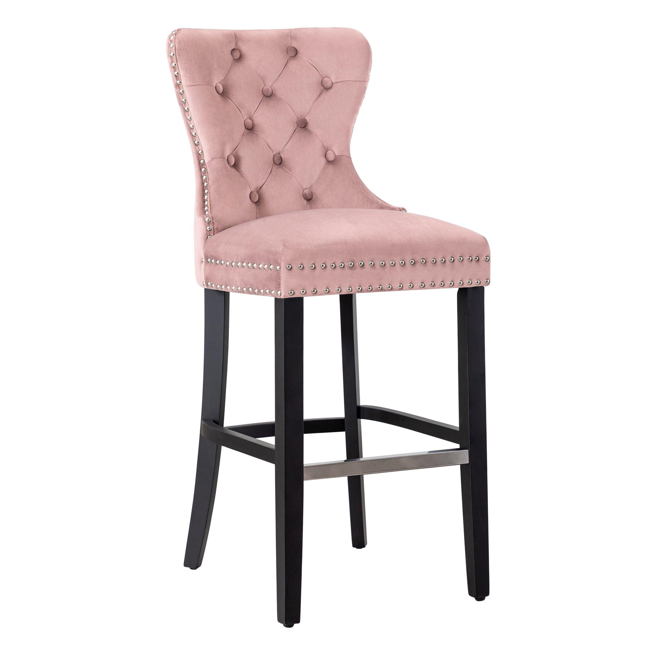 Hank 29" Tufted Velvet Bar Stool Black - Costaelm