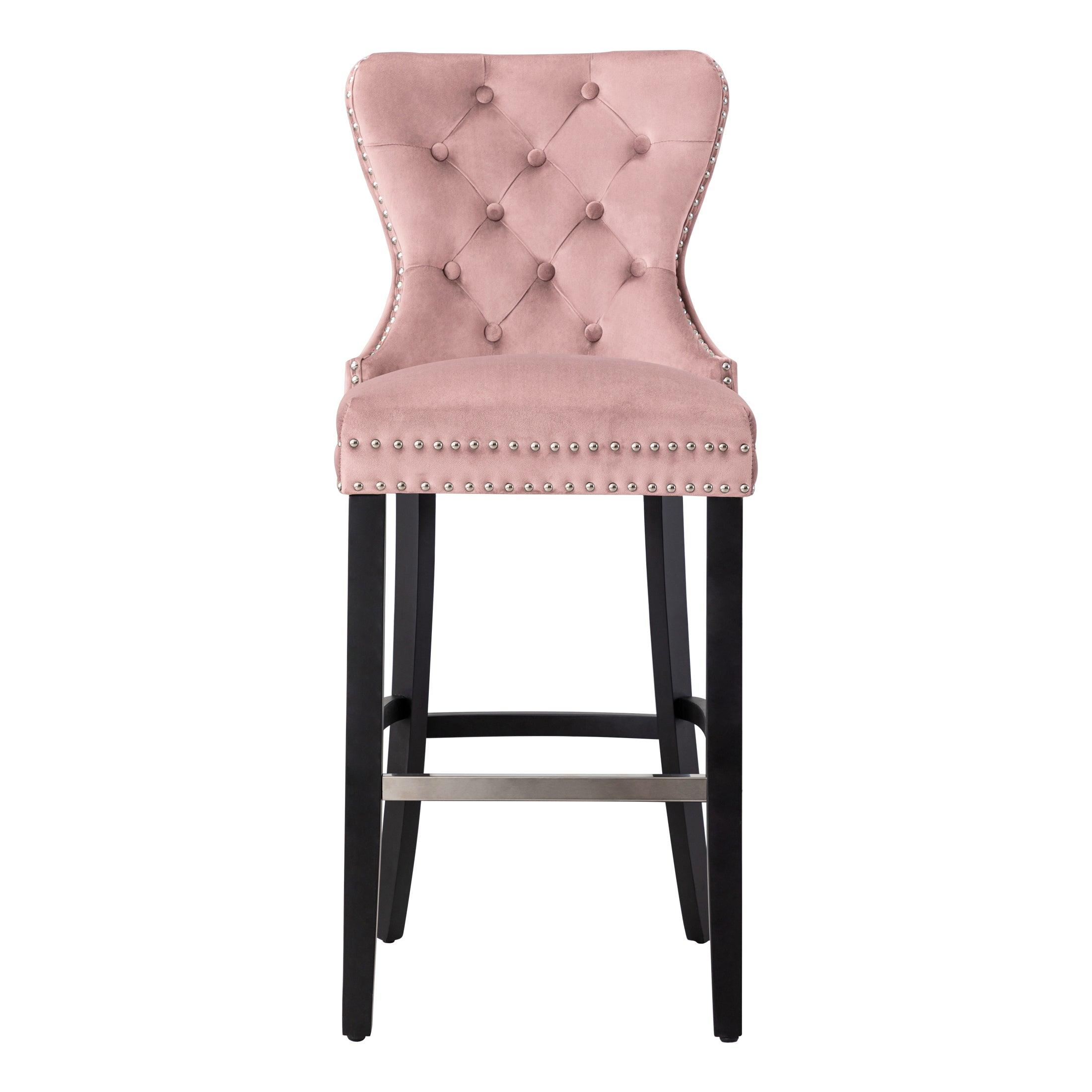 Hank 29" Tufted Velvet Bar Stool Black - Costaelm