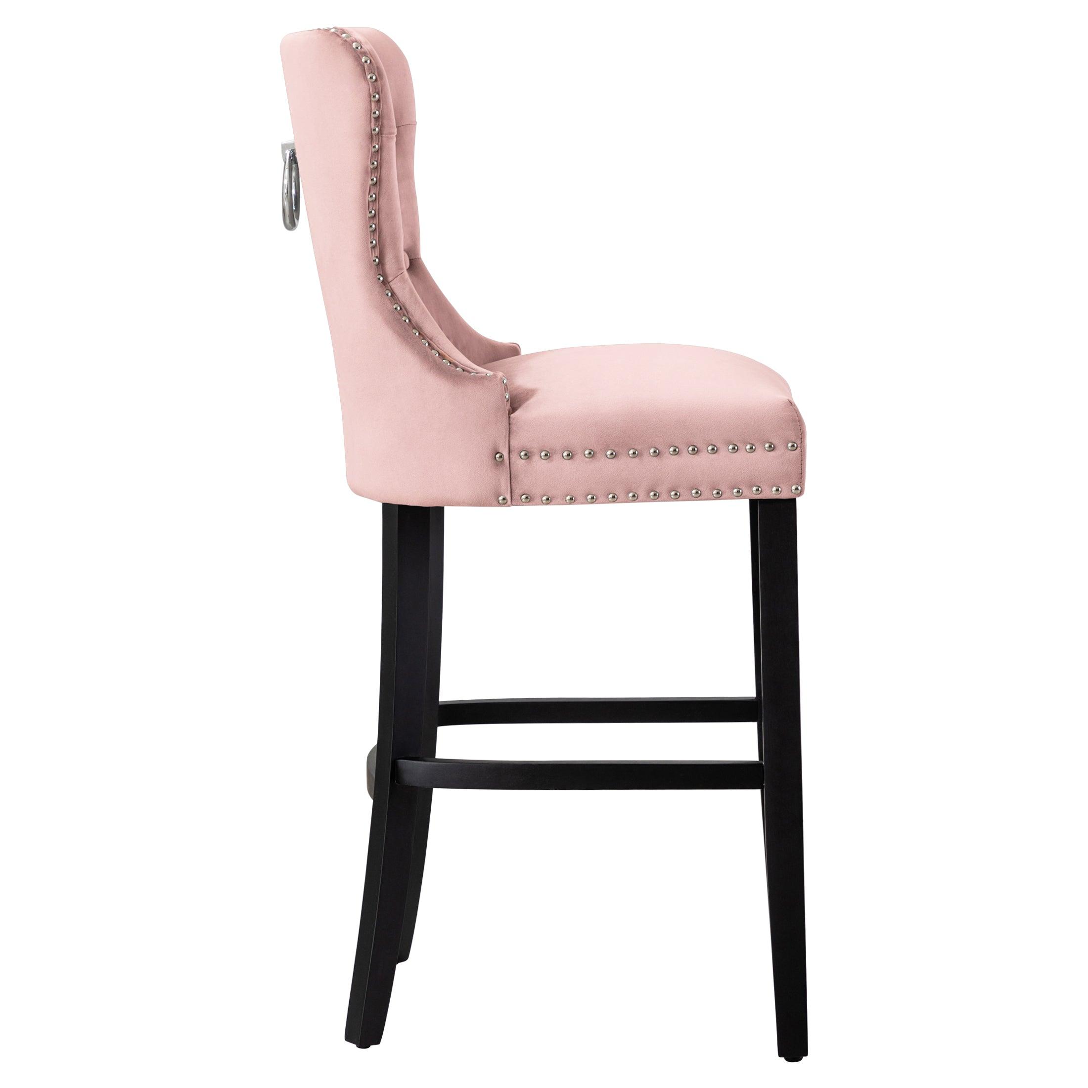 Hank 29" Tufted Velvet Bar Stool Black - Costaelm