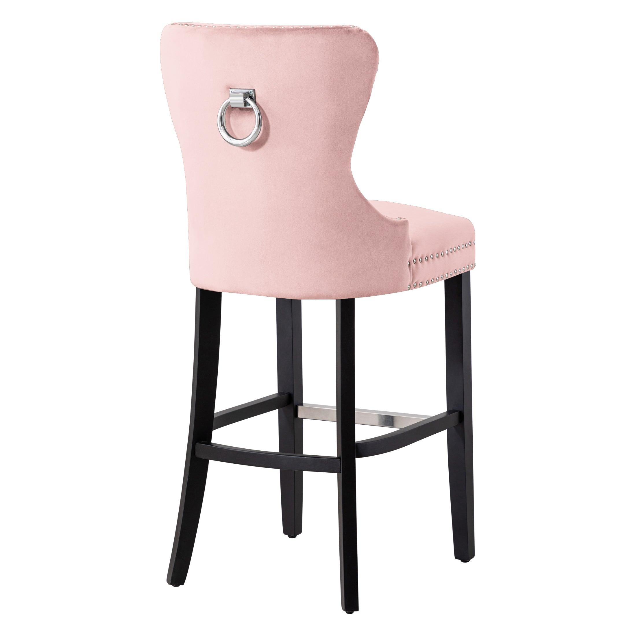 Hank 29" Tufted Velvet Bar Stool Black - Costaelm
