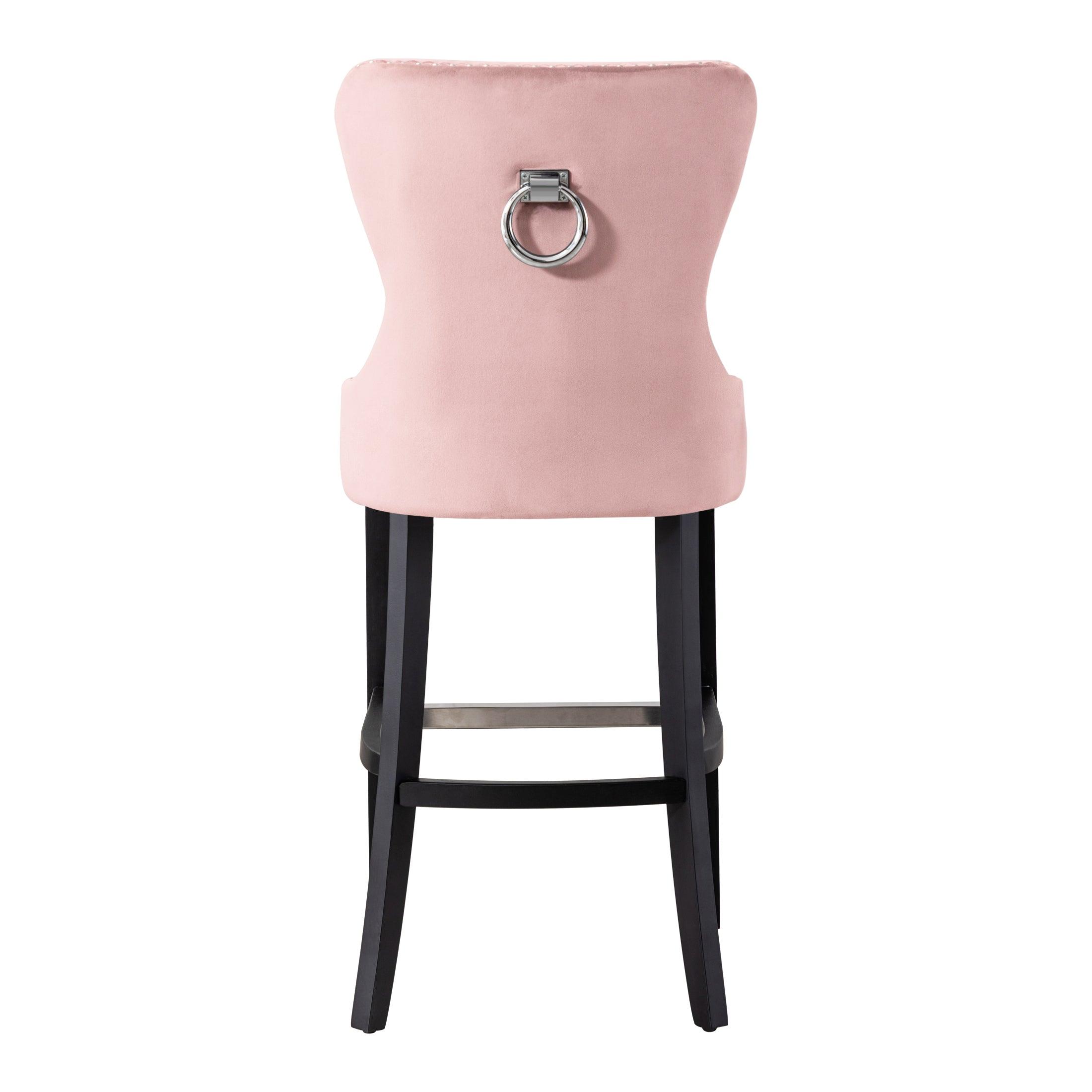 Hank 29" Tufted Velvet Bar Stool Black - Costaelm