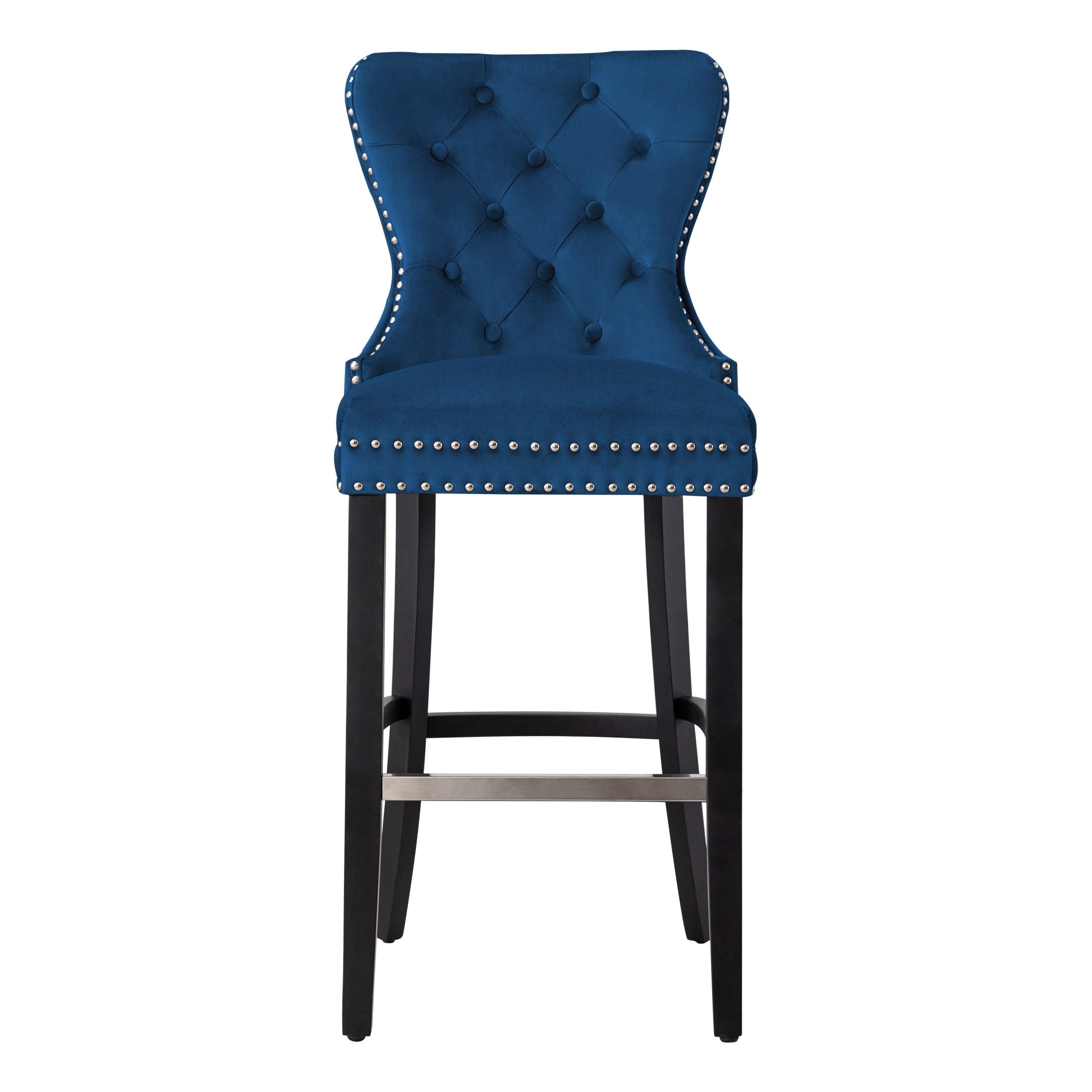 Hank 29" Tufted Velvet Bar Stool Black - Costaelm