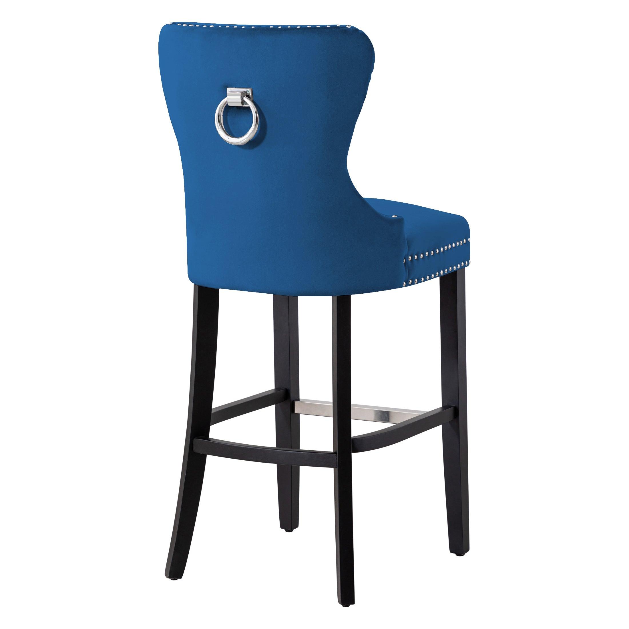 Hank 29" Tufted Velvet Bar Stool Black - Costaelm