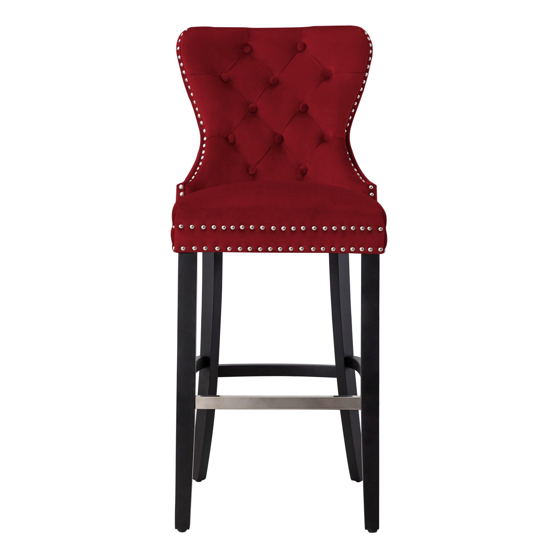 Hank 29" Tufted Velvet Bar Stool Black - Costaelm