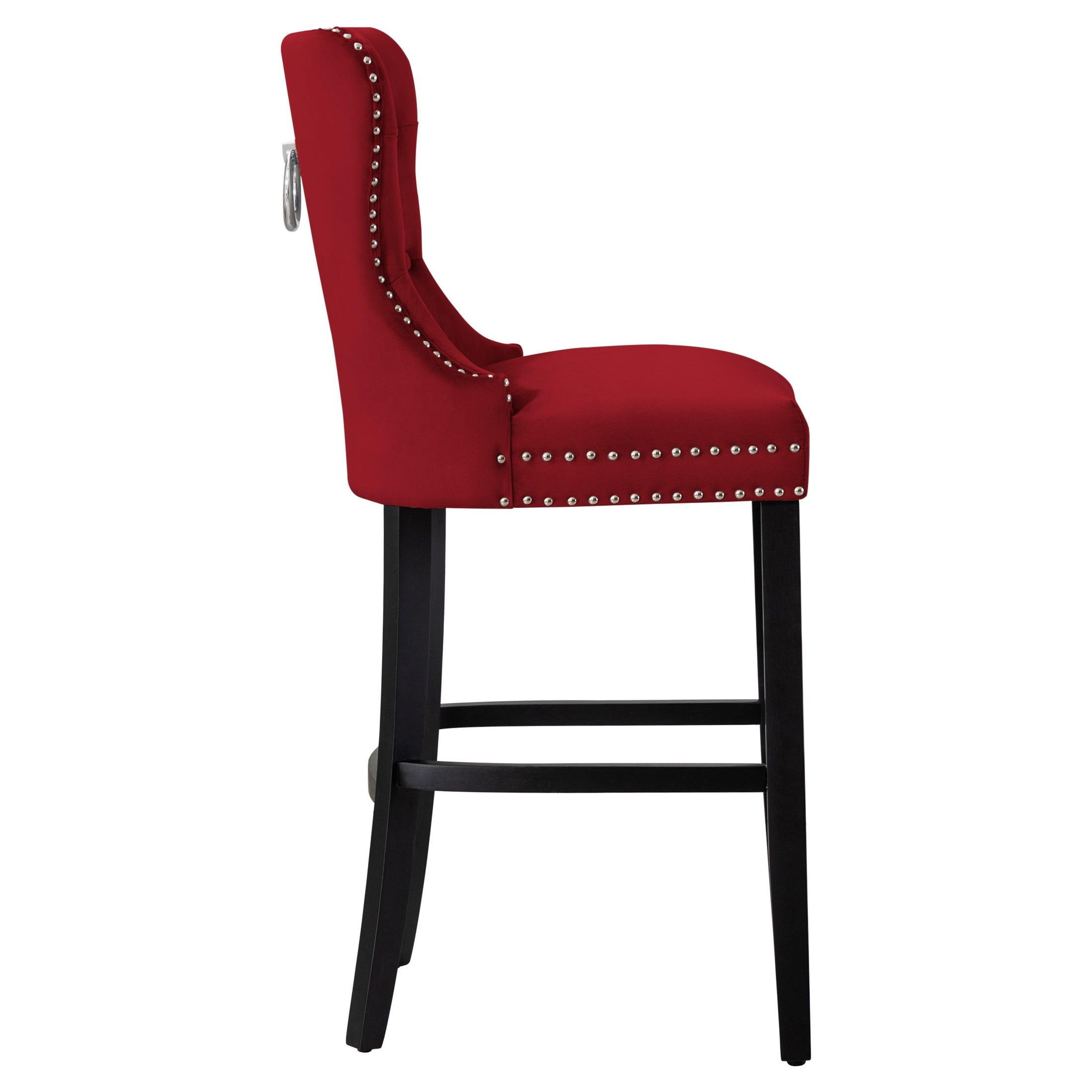 Hank 29" Tufted Velvet Bar Stool Black - Costaelm