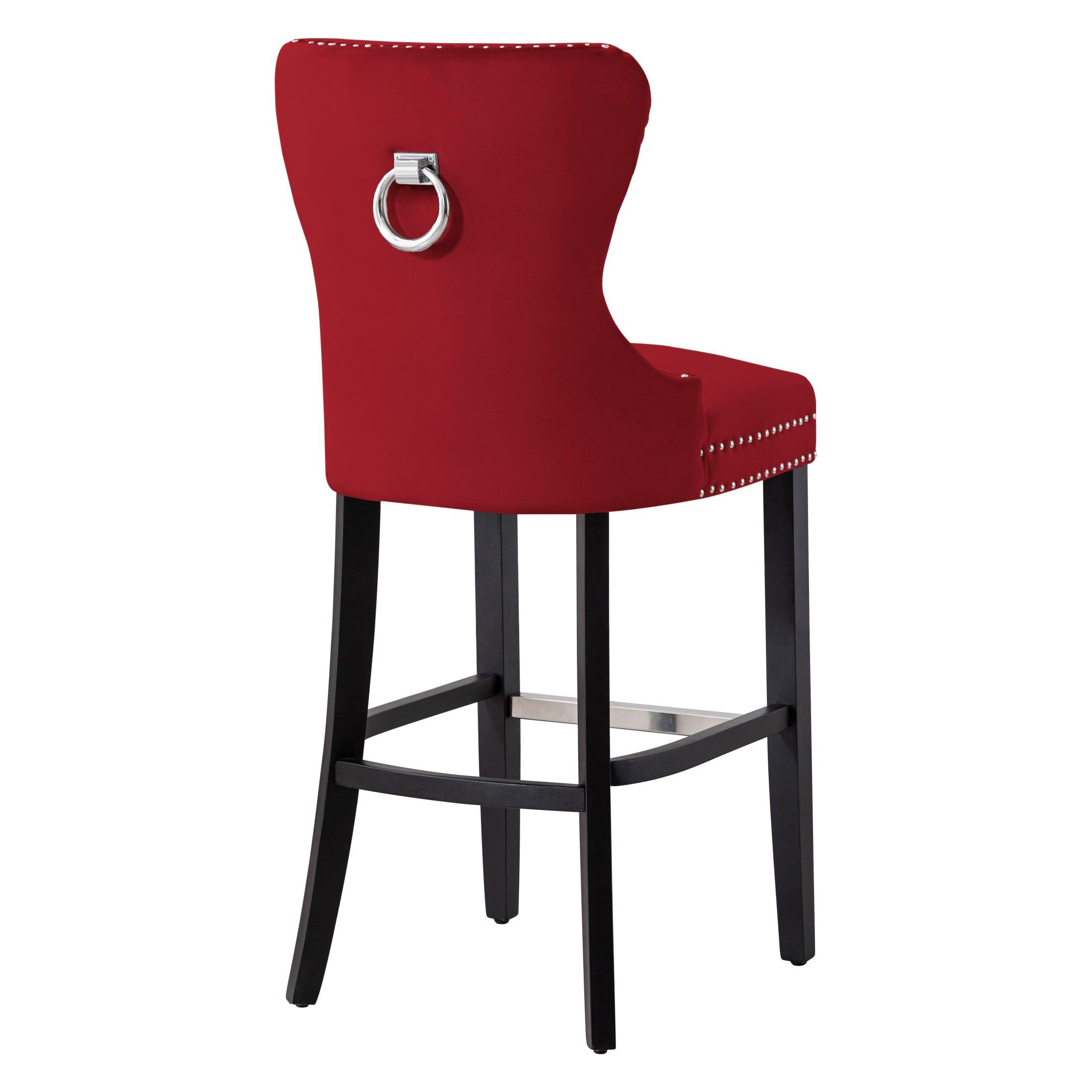 Hank 29" Tufted Velvet Bar Stool Black - Costaelm