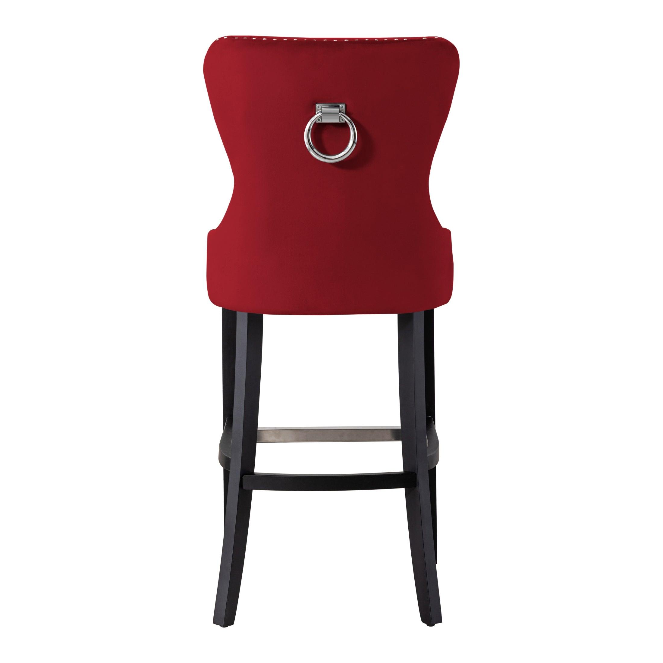 Hank 29" Tufted Velvet Bar Stool Black - Costaelm