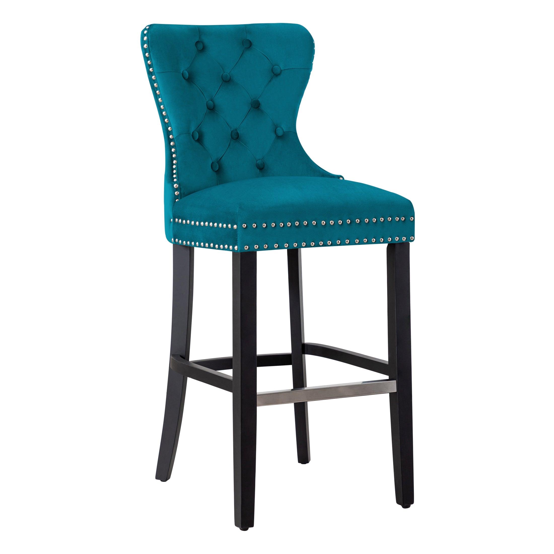 Hank 29" Tufted Velvet Bar Stool Black - Costaelm