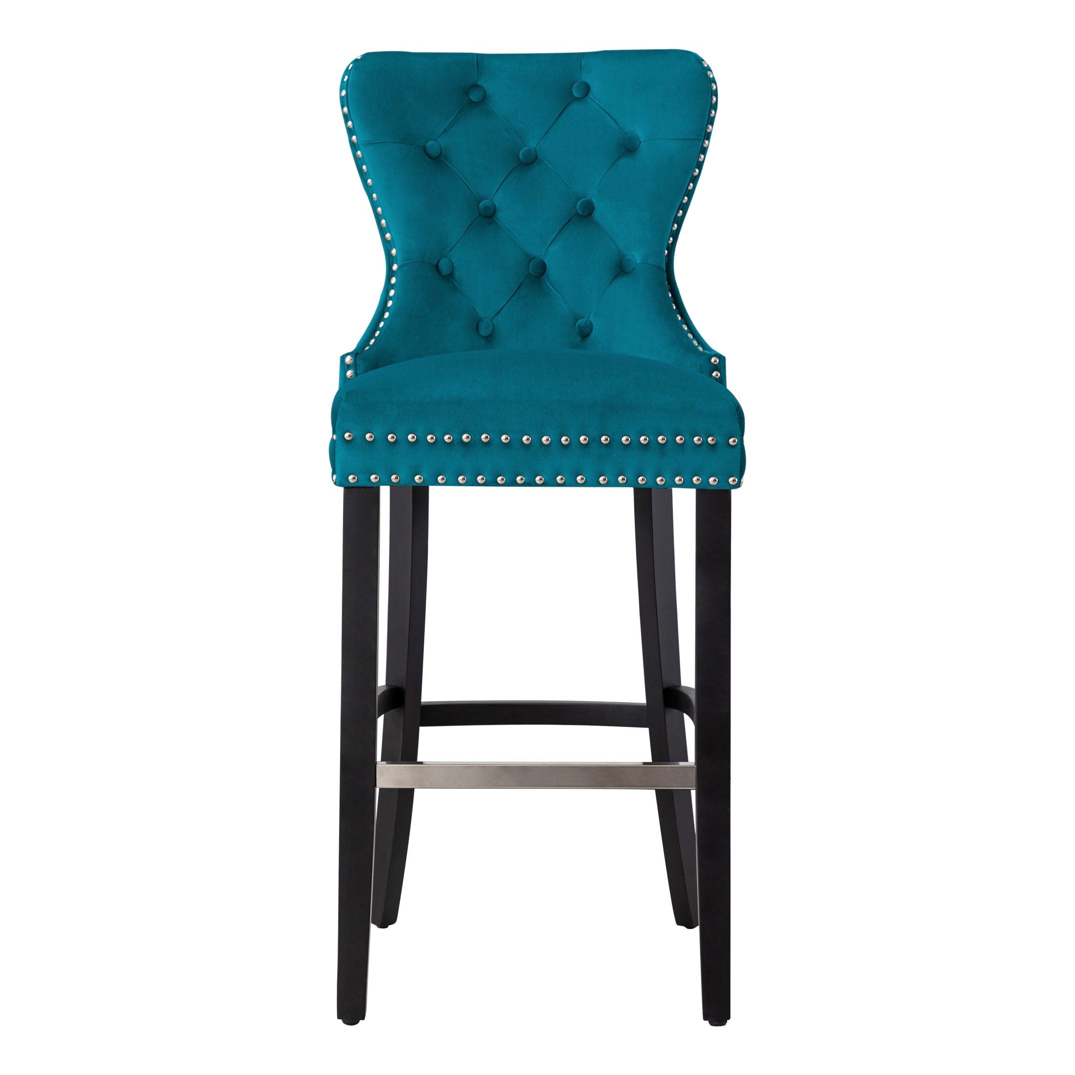 Hank 29" Tufted Velvet Bar Stool Black - Costaelm