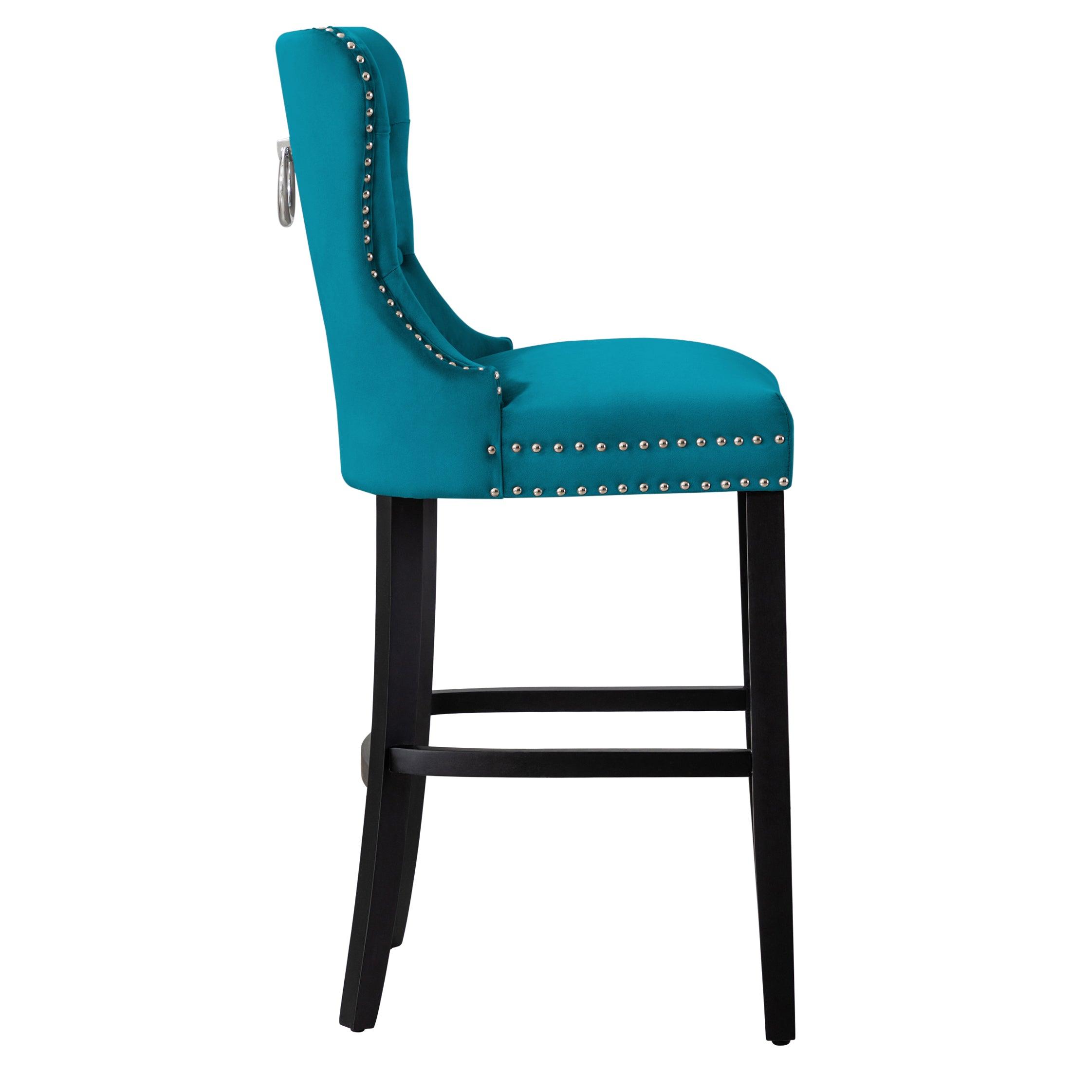 Hank 29" Tufted Velvet Bar Stool Black - Costaelm
