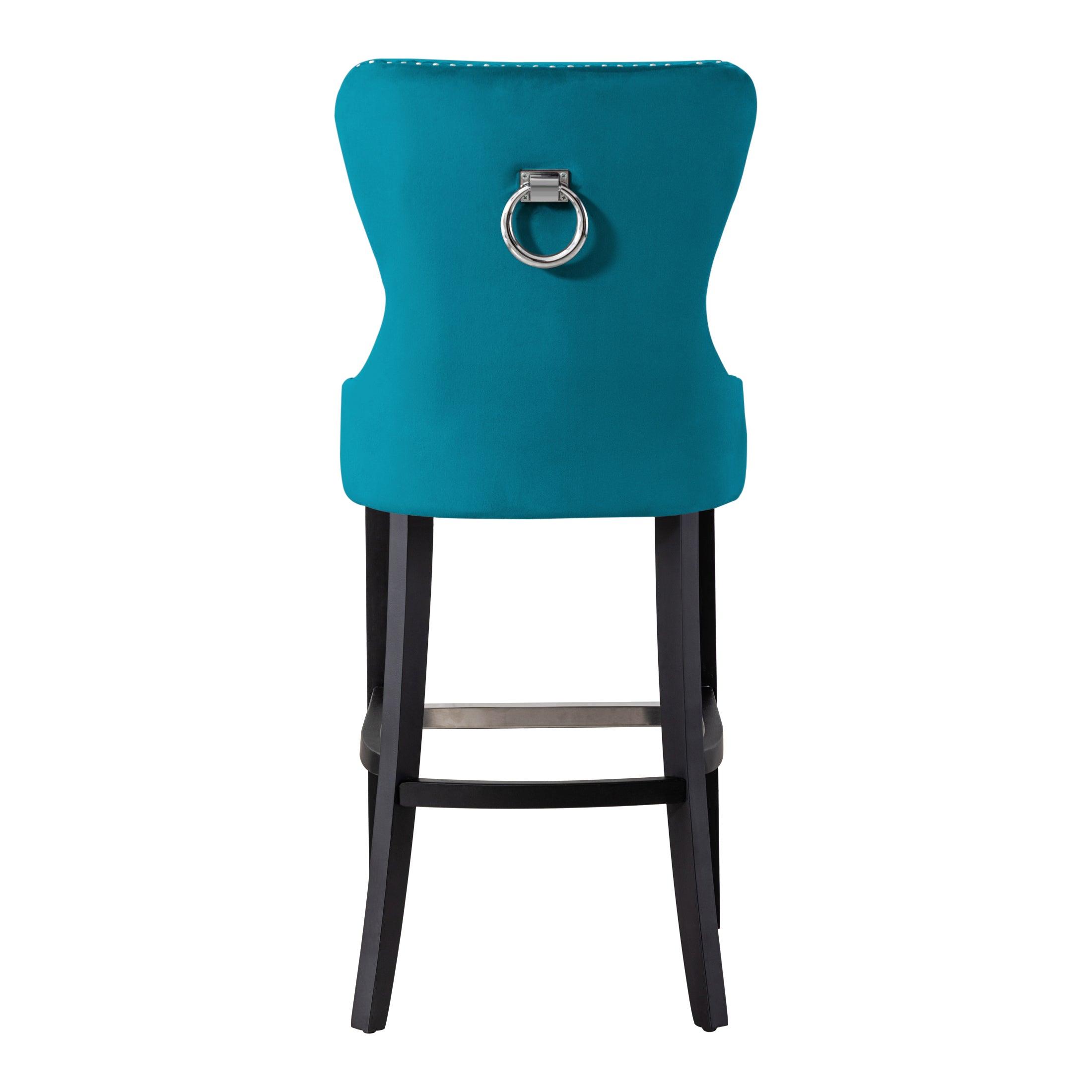 Hank 29" Tufted Velvet Bar Stool Black - Costaelm