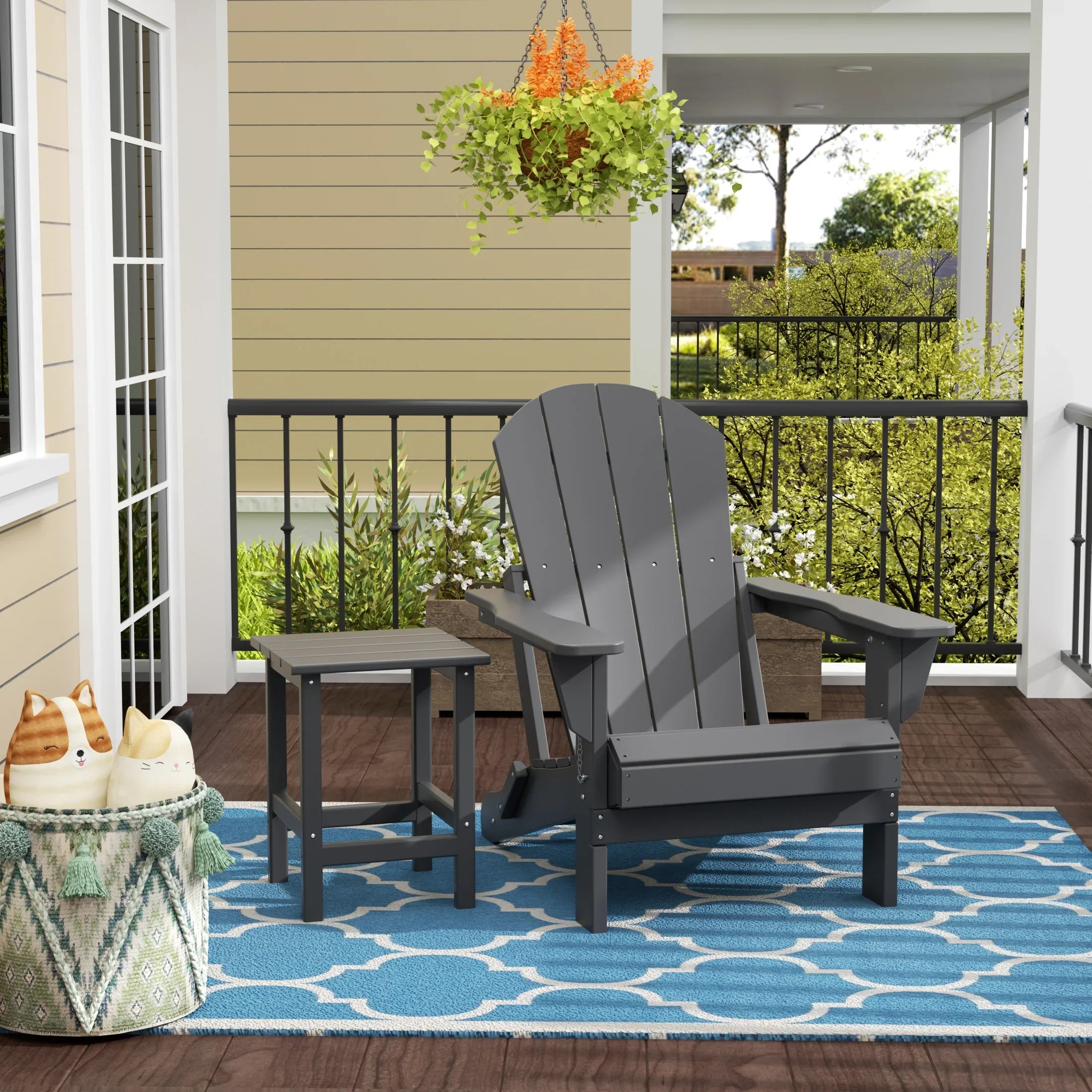 PARADISE 2-Piece Foldable Adirondack Lawn Chair with Patio Side