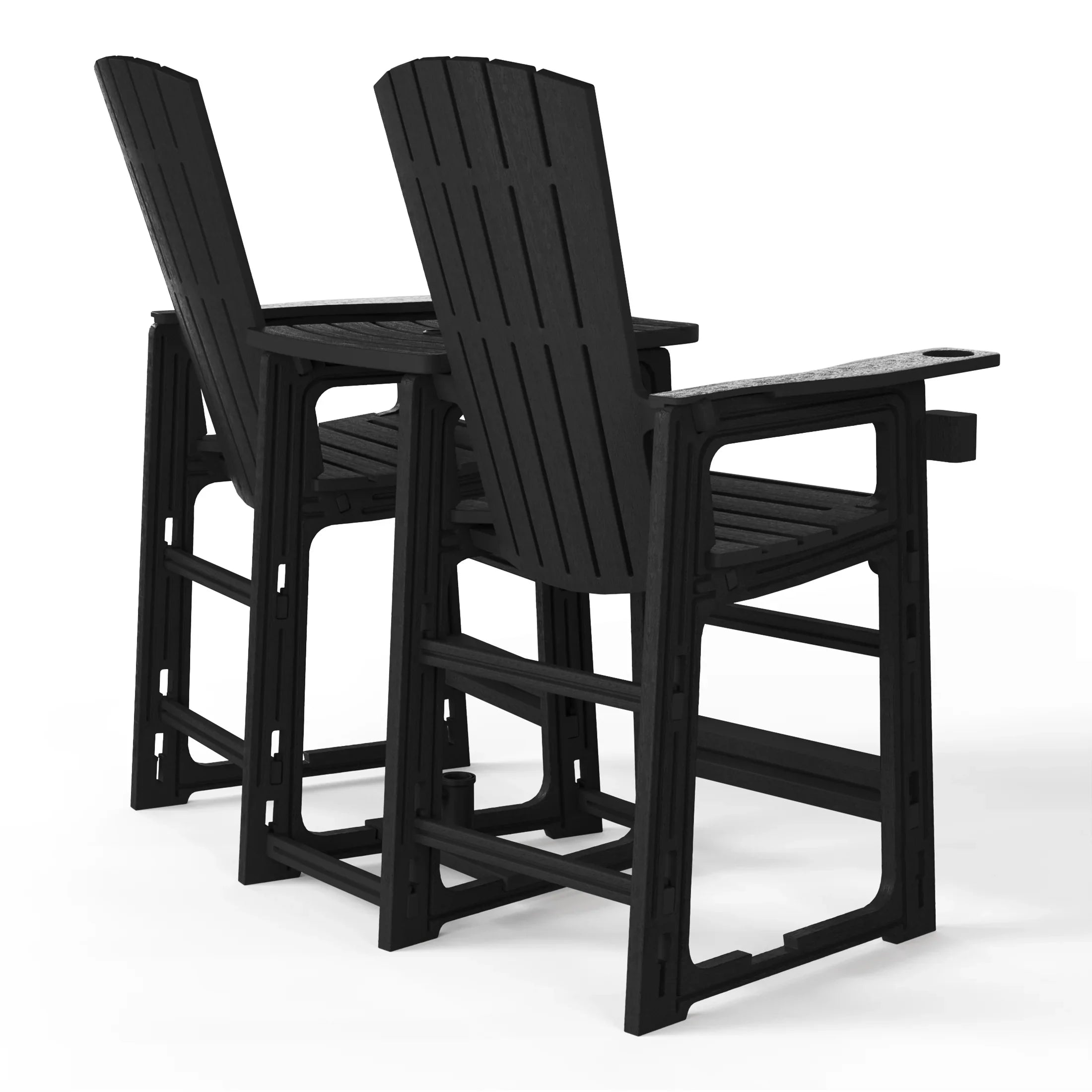 Cayman Outdoor Tall Adirondack Chairs With Connecting Table Tray (Set
