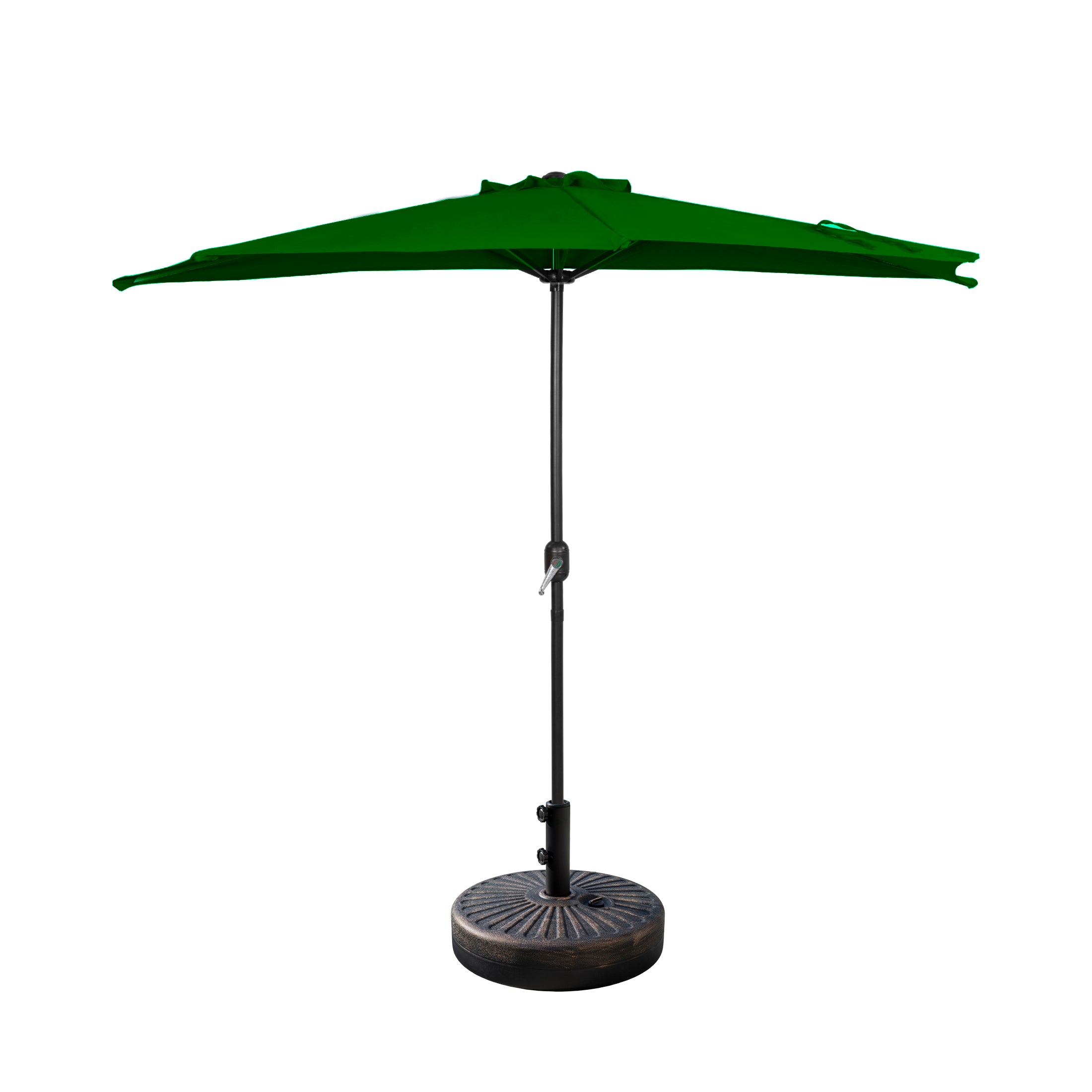 Easton 9 ft. Aluminum Half Market Crank Lift Patio Umbrella with Base