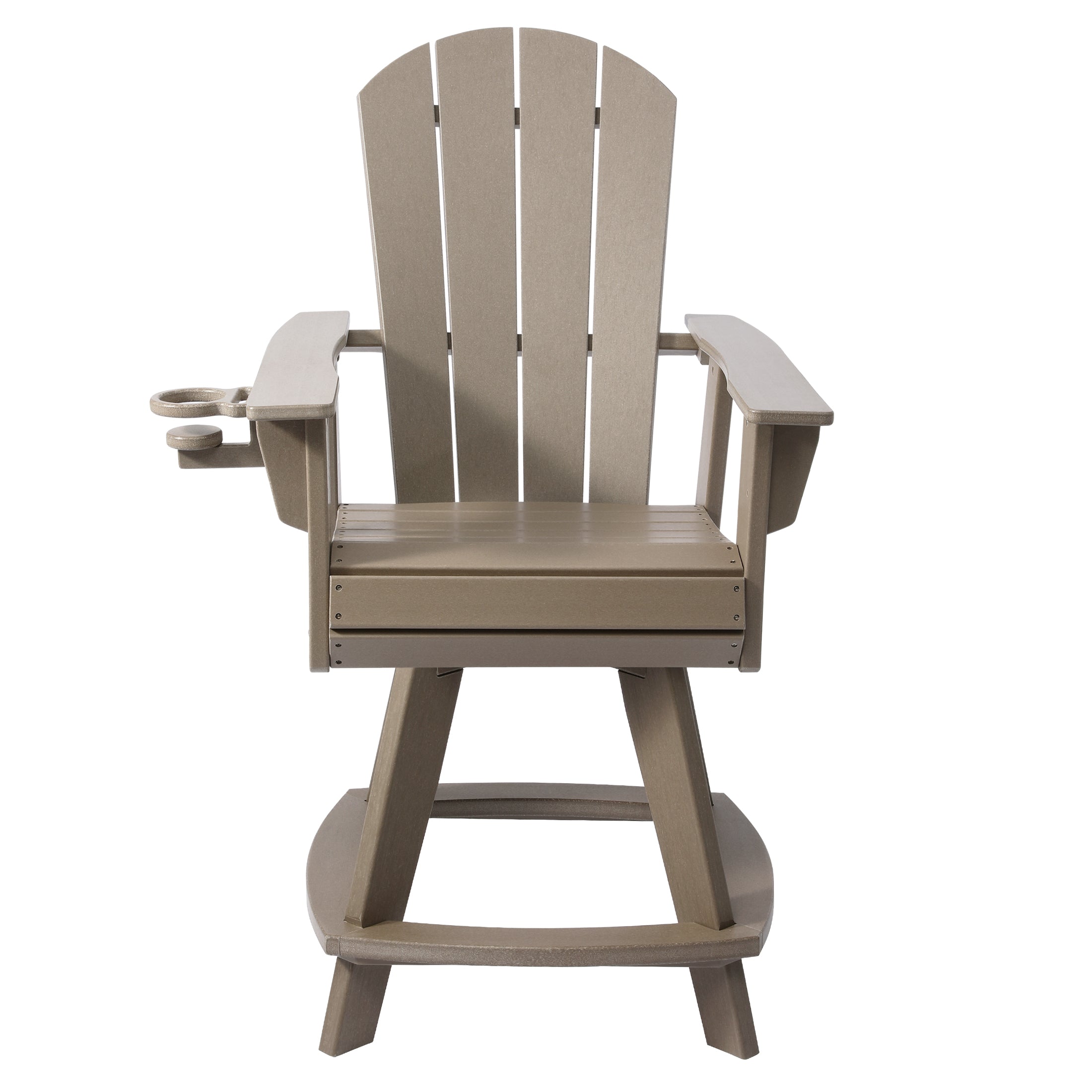 Paradise Outdoor HDPE Adirondack Swivel Counter Height Bar Chair With Cup Holder