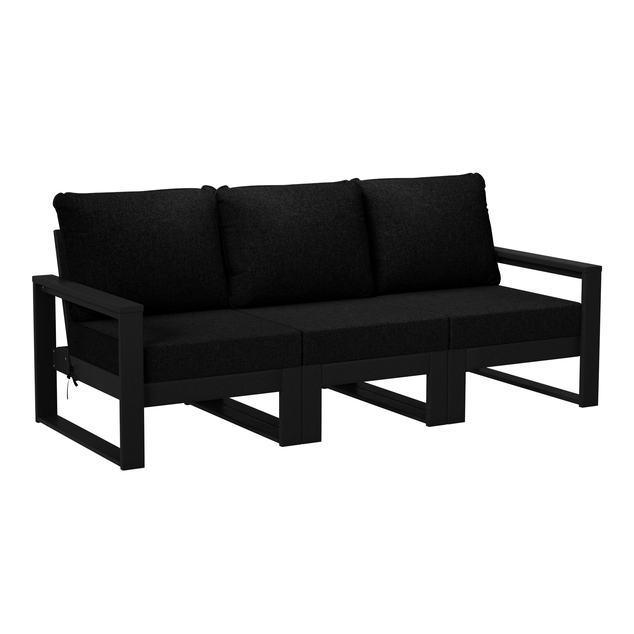 Rockaway Outdoor HDPE All-Weather Modern Deep Seating Patio Sofa with Waterproof Cushions